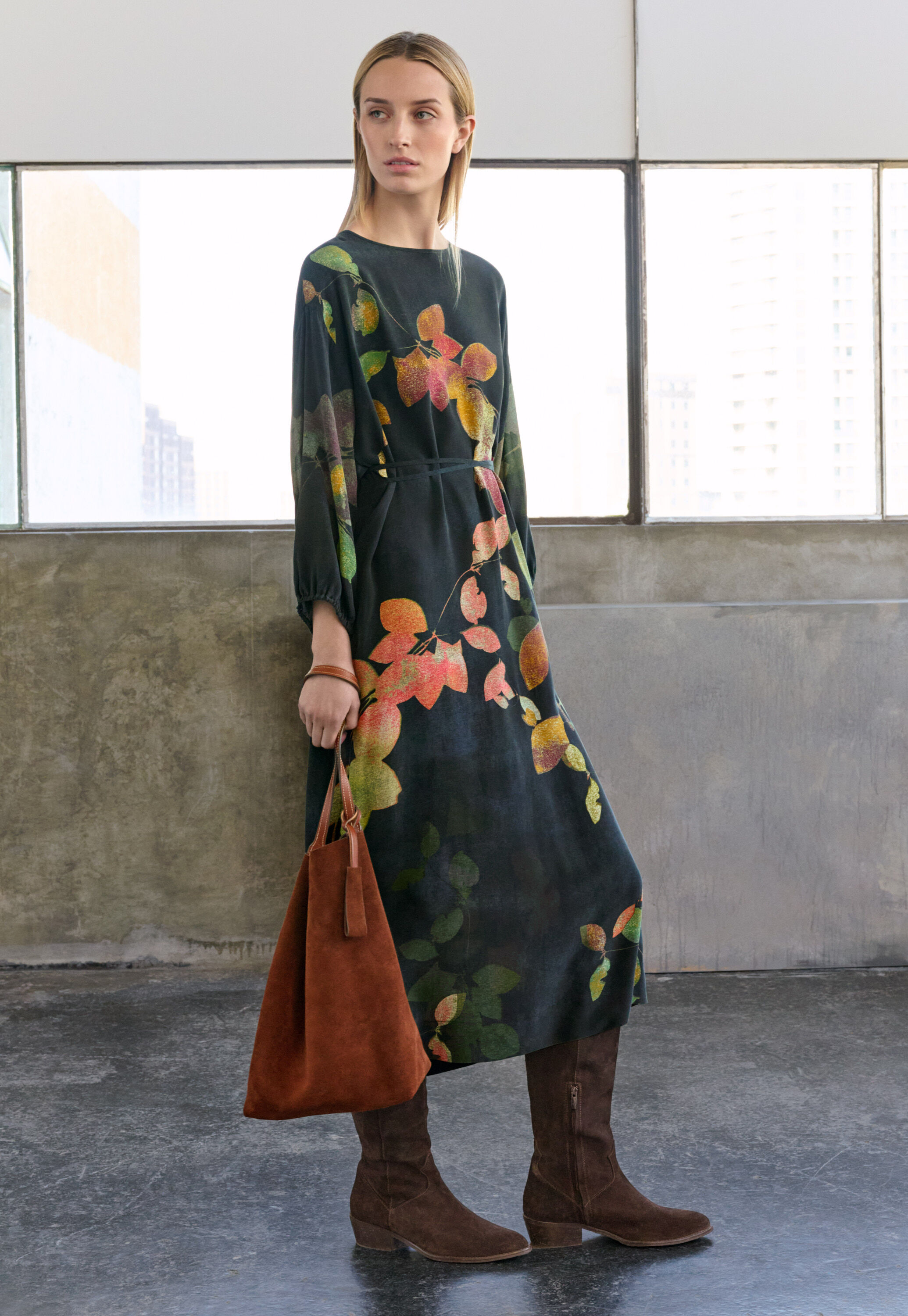 Kleid mit Print und Bindeb&auml;ndern