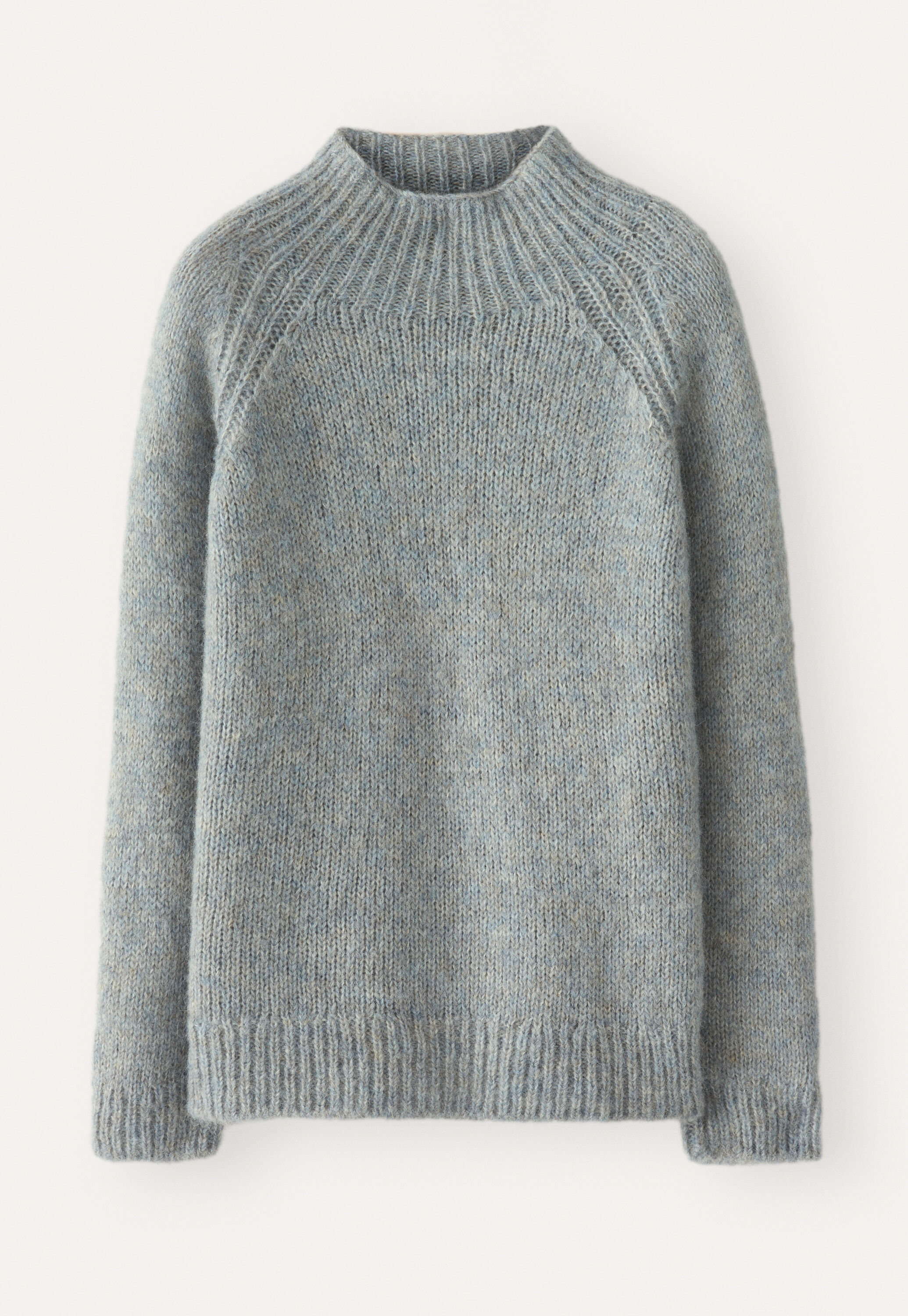 Raglanpullover mit Trichterkragen