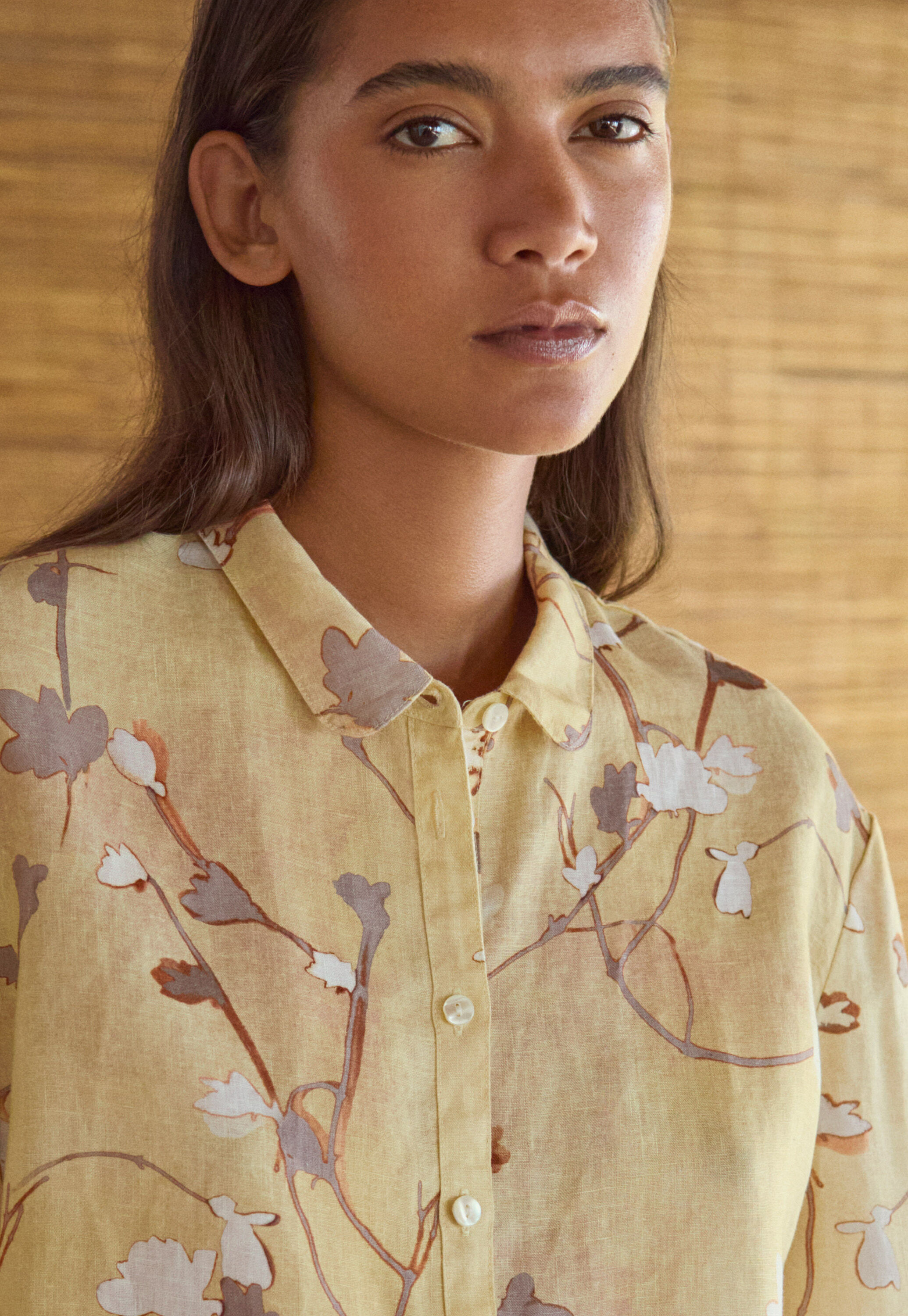 Print-Bluse mit Falten&auml;rmeln