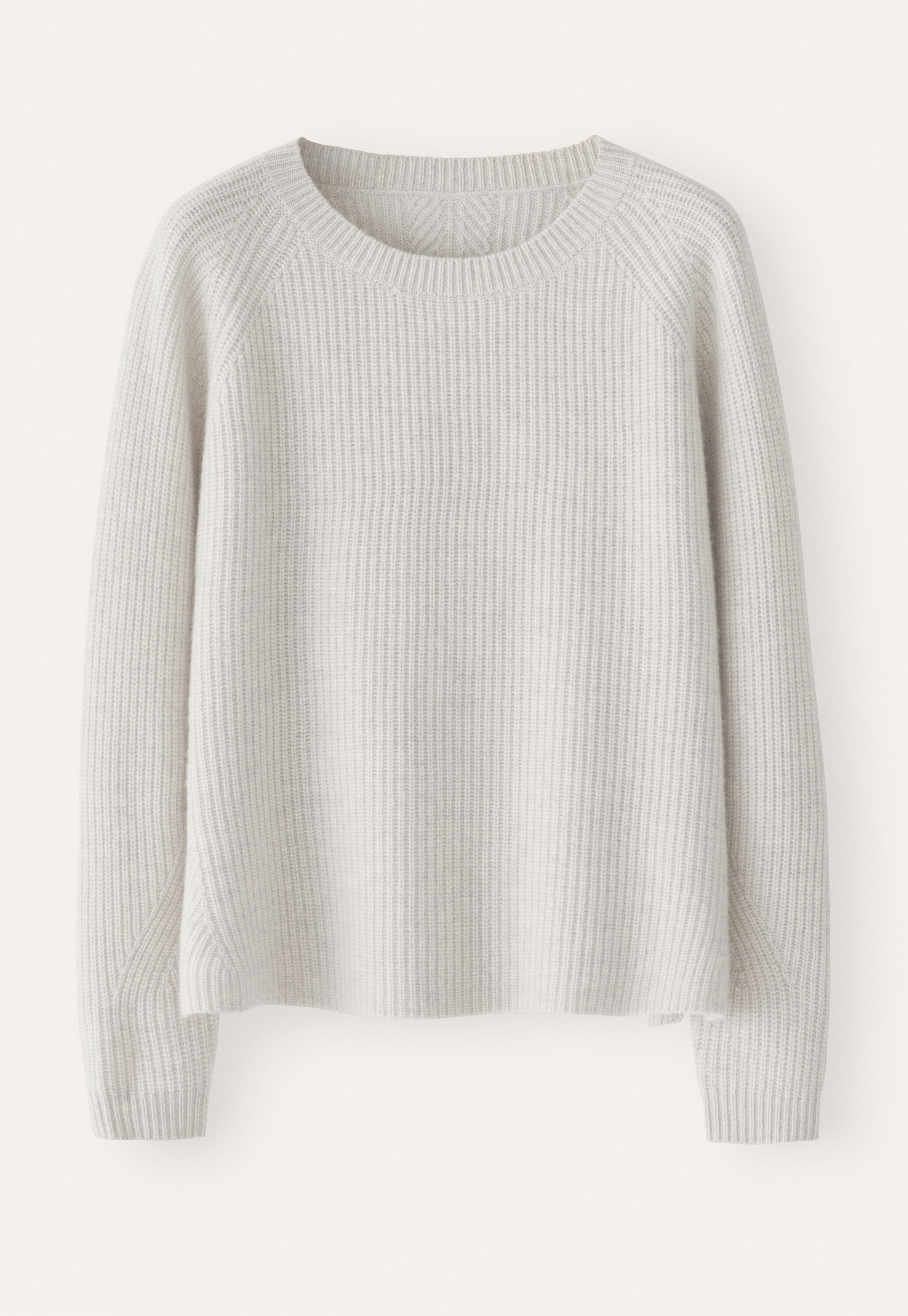 Gerippter Pullover mit Rundhalsausschnitt, Perlgrau, large