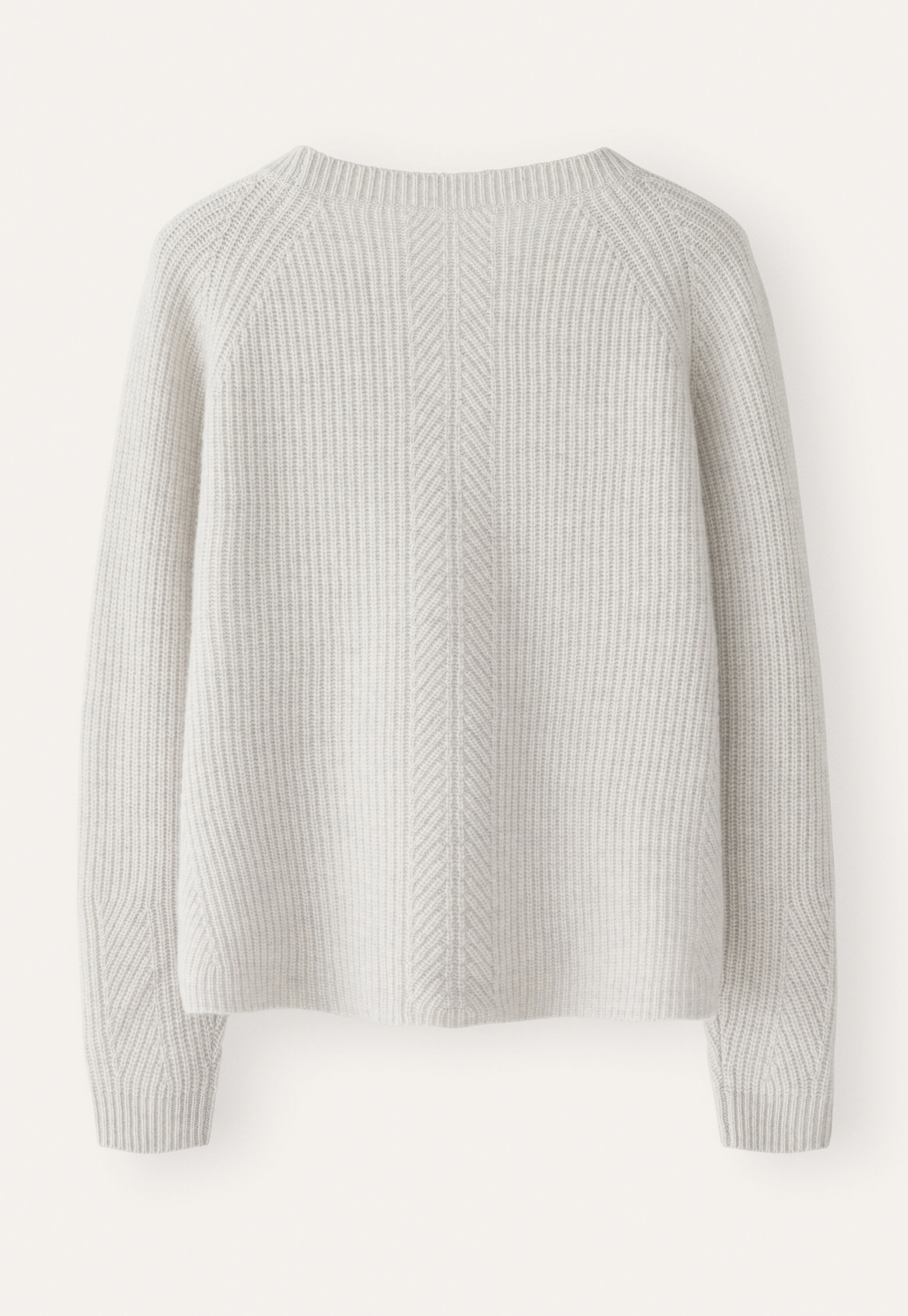 Gerippter Pullover mit Rundhalsausschnitt, Perlgrau, large