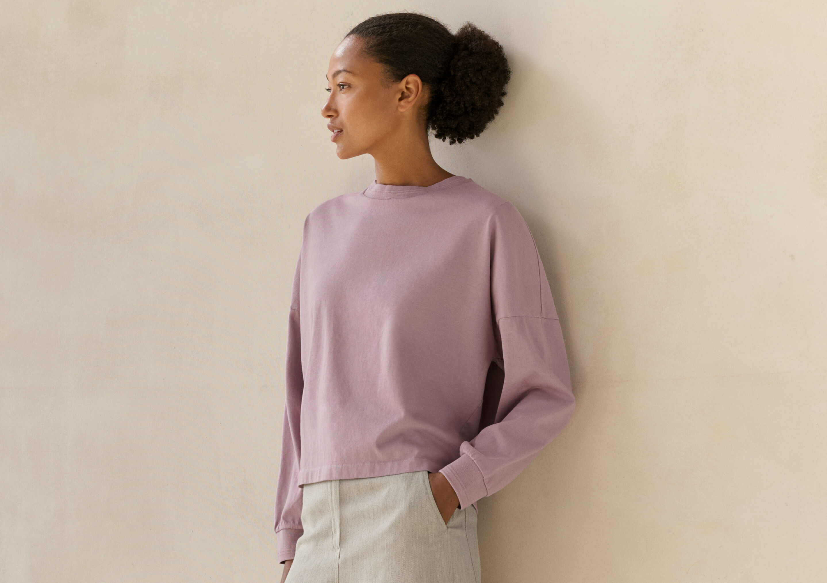 Sweatshirt aus pigmentgef&auml;rbtem Jersey