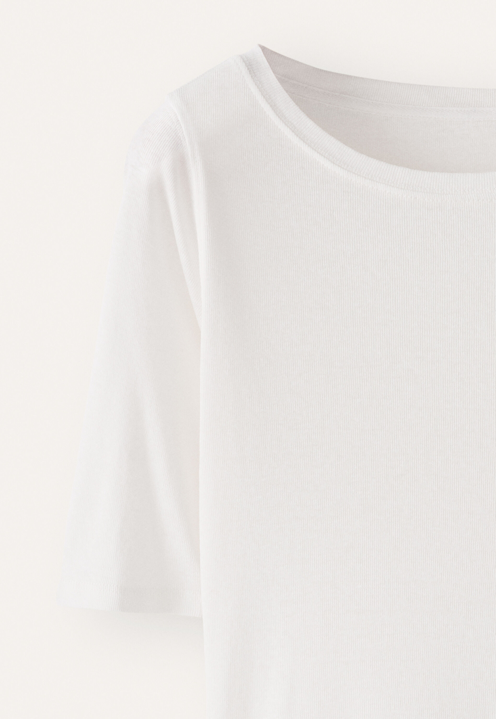 Geripptes Jersey-Oberteil, Ecru, large