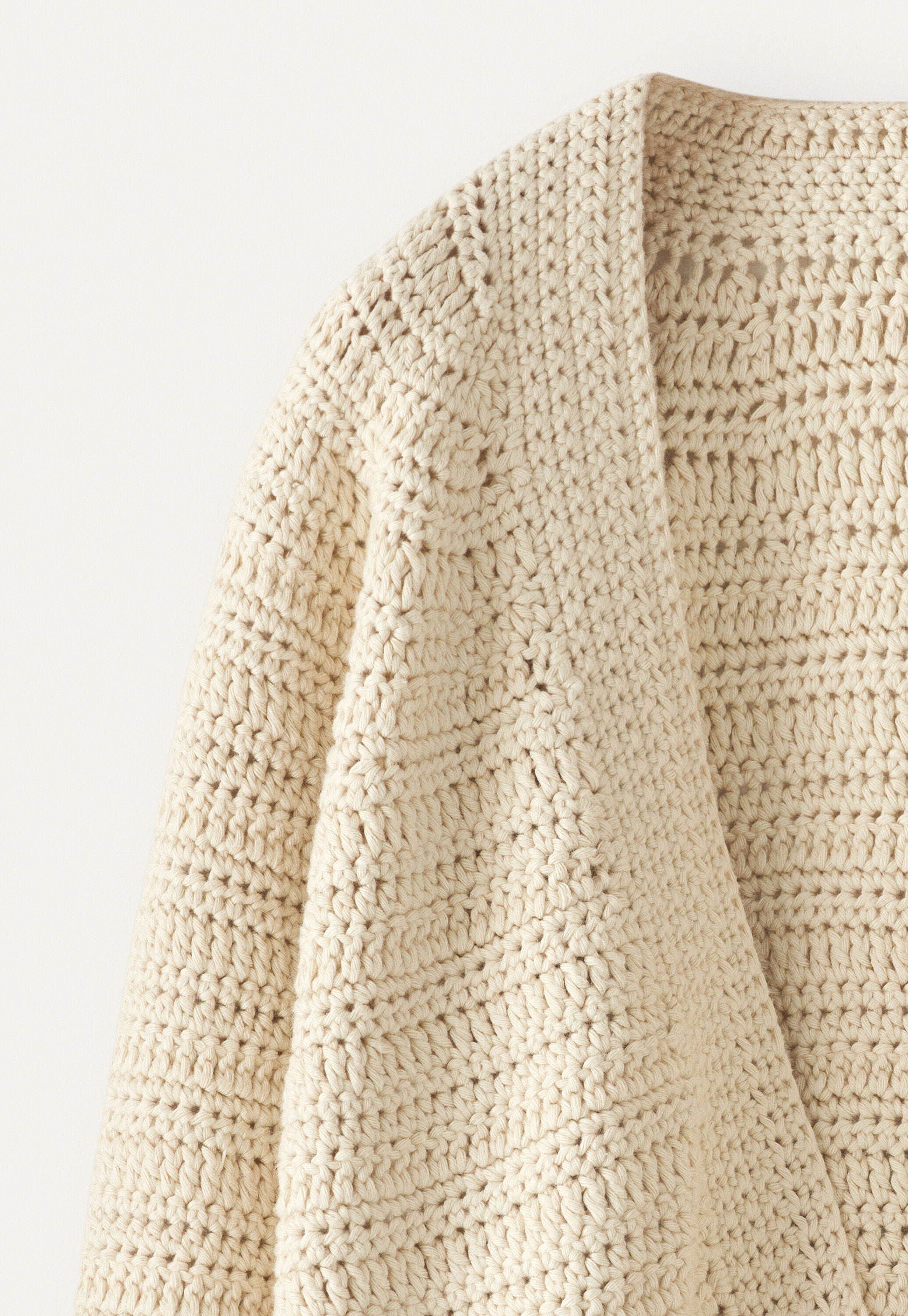 Handgeh&auml;kelter Cardigan, Ecru, large