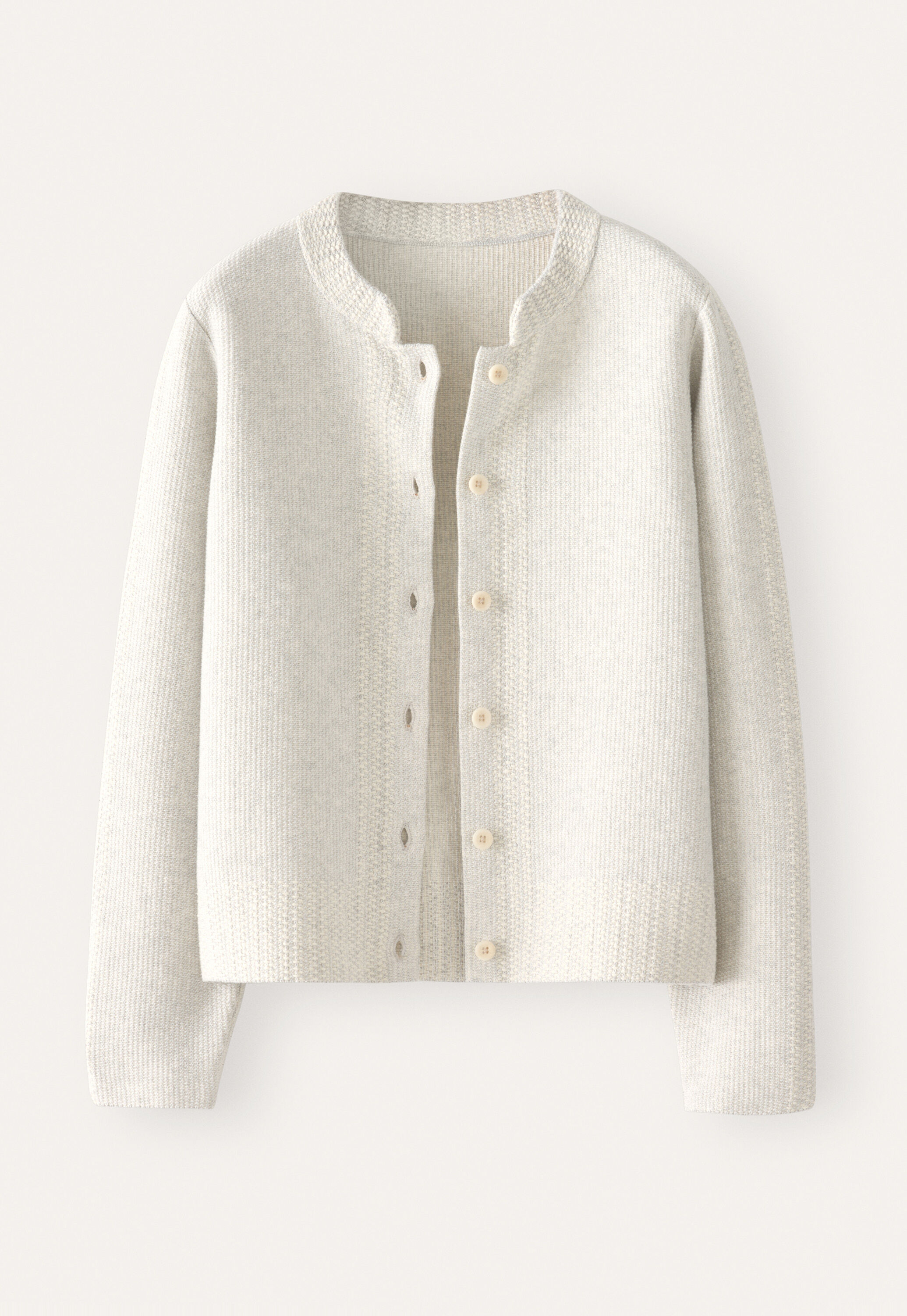 Inlaymuster-Cardigan, Blasses Grau, large
