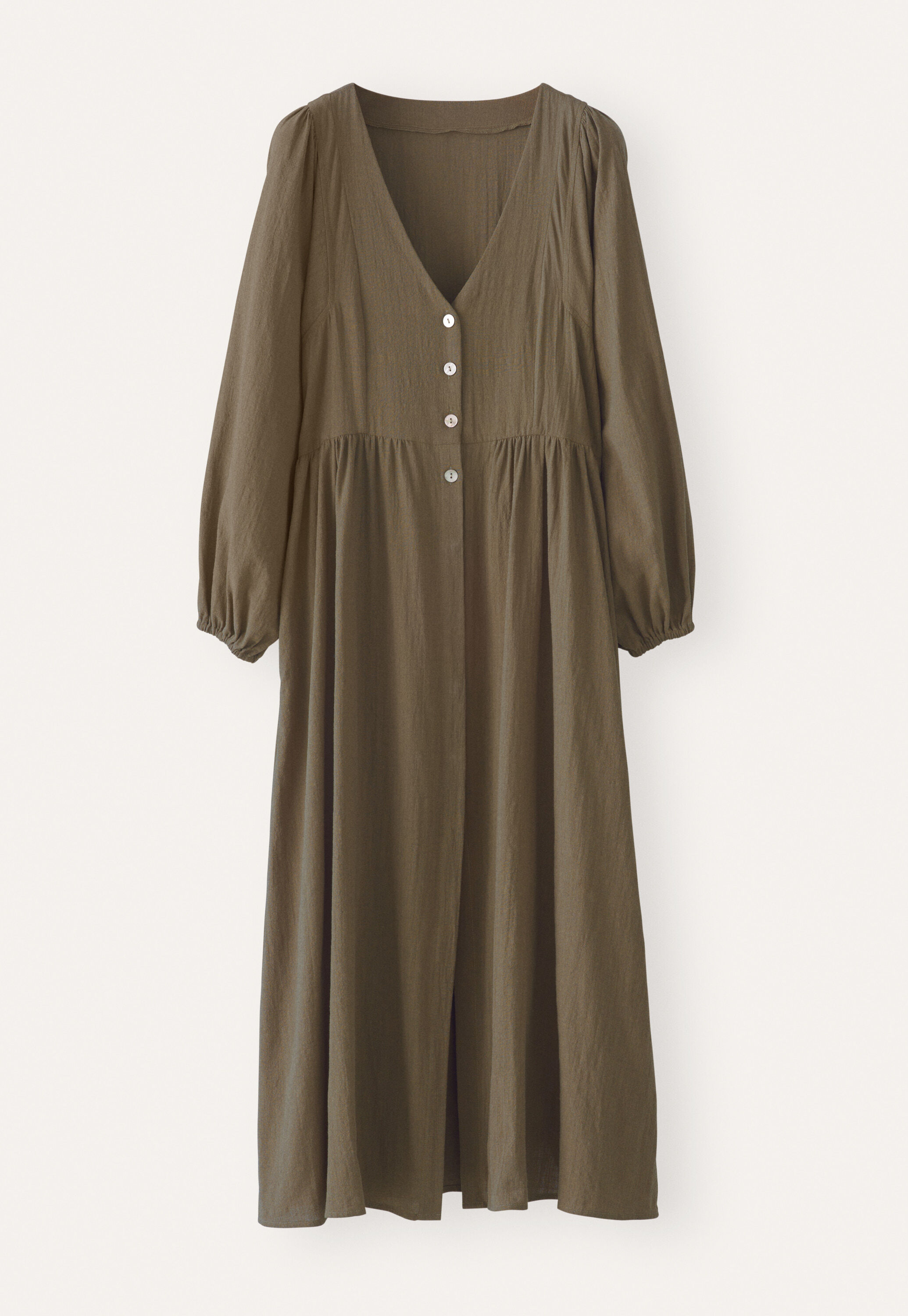 Kleid mit gerafften &Auml;rmeln, Khaki, large