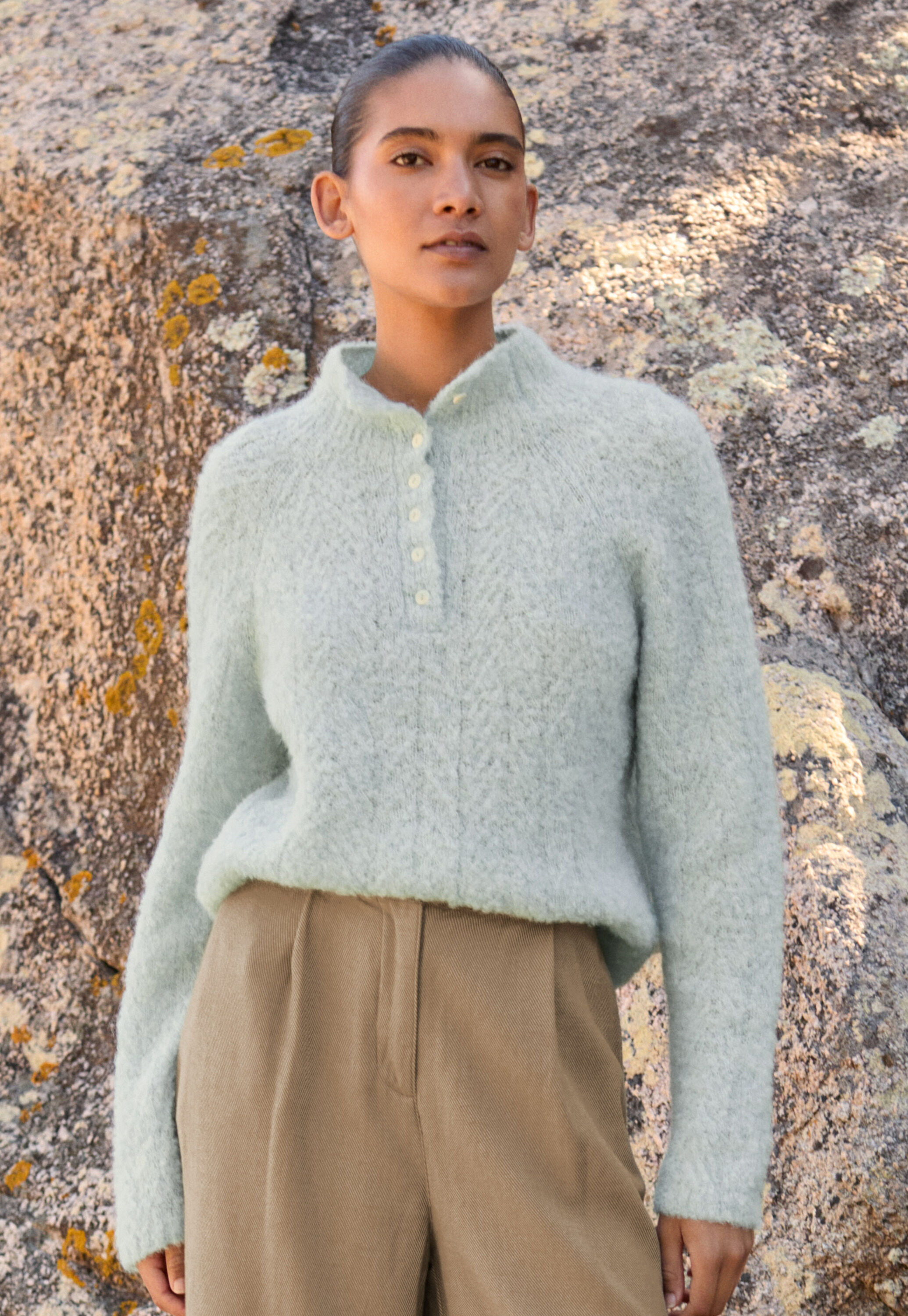Pullover mit gekn&ouml;pftem Kragen