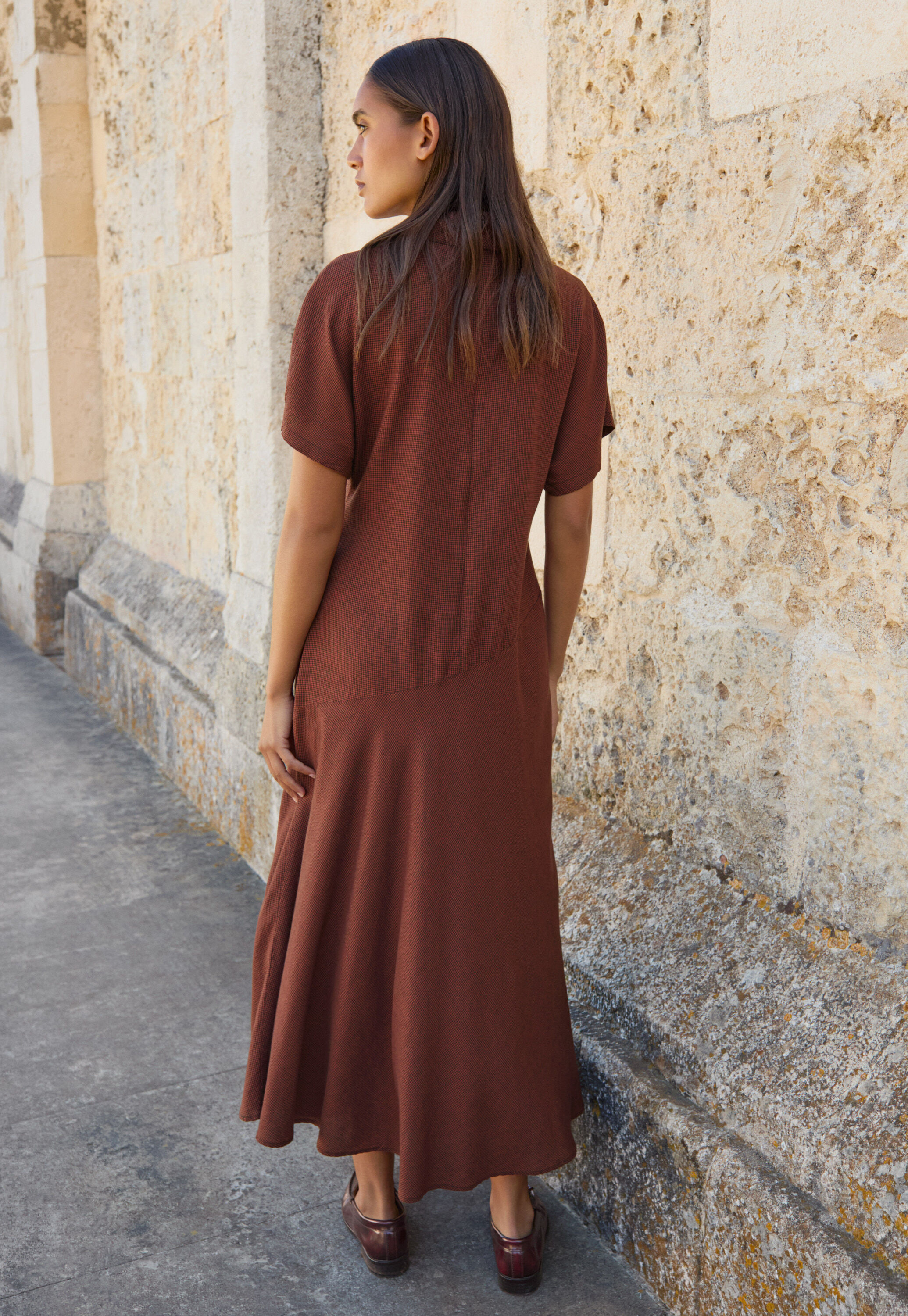 Kleid mit Hahnentrittmuster
