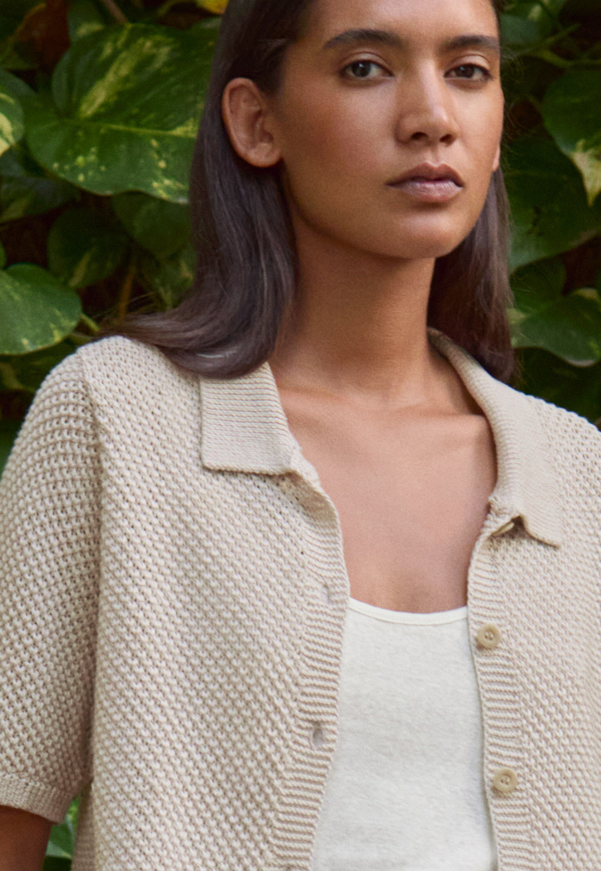 Cardigan mit Kragen im Perlmuster