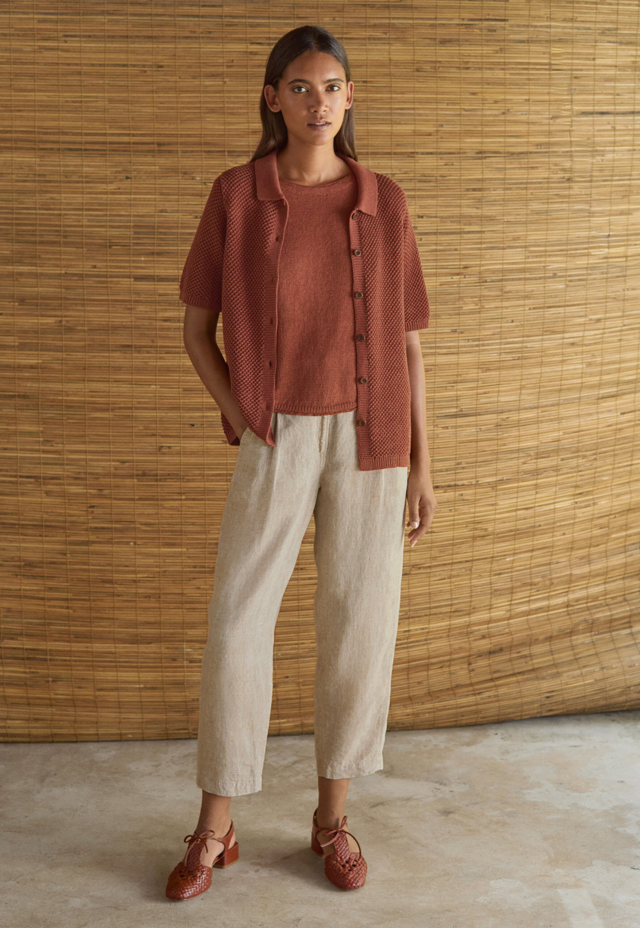 Cardigan mit Kragen im Perlmuster