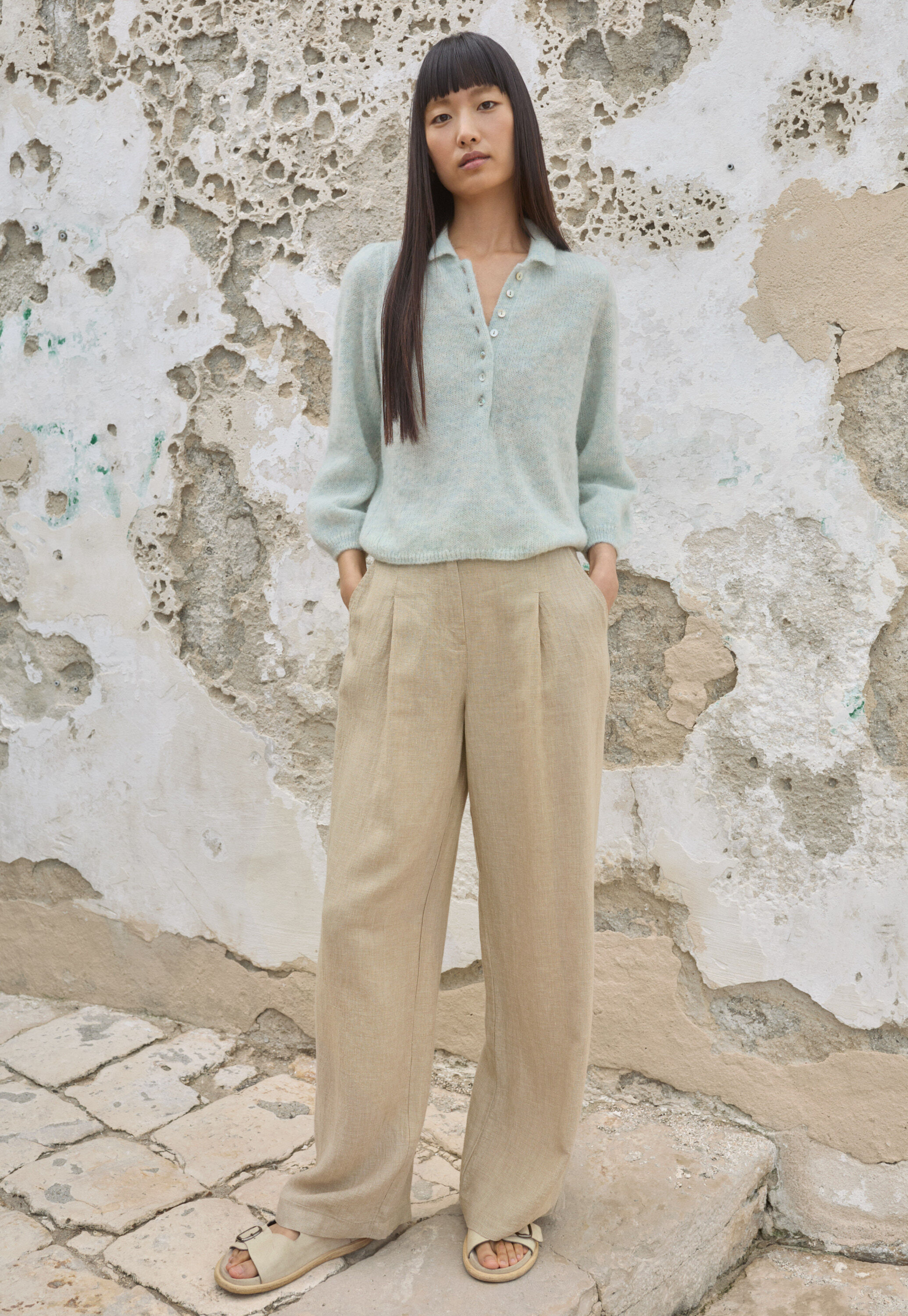 Hose mit Faltenfront