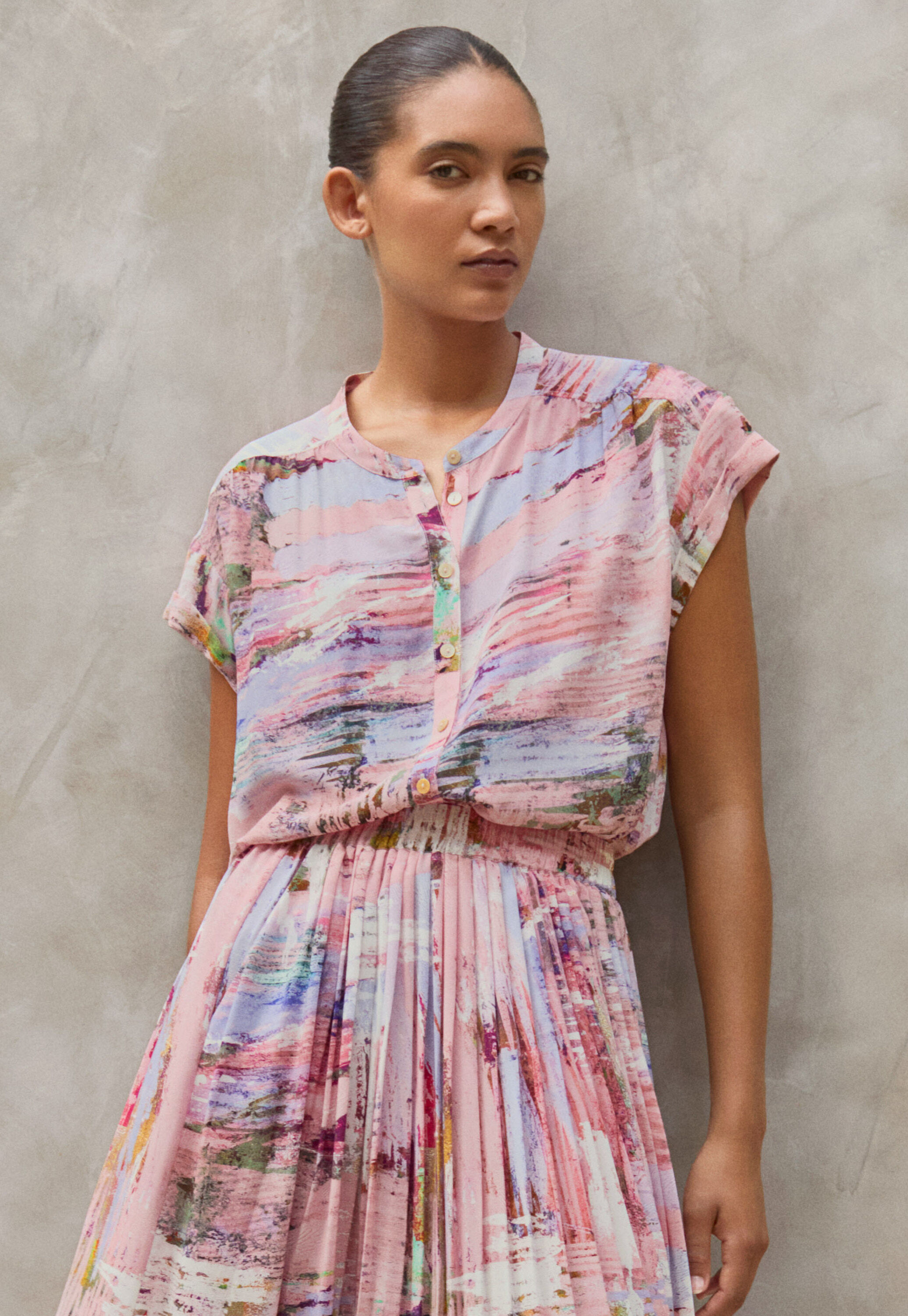 Bedruckte, kastige Bluse