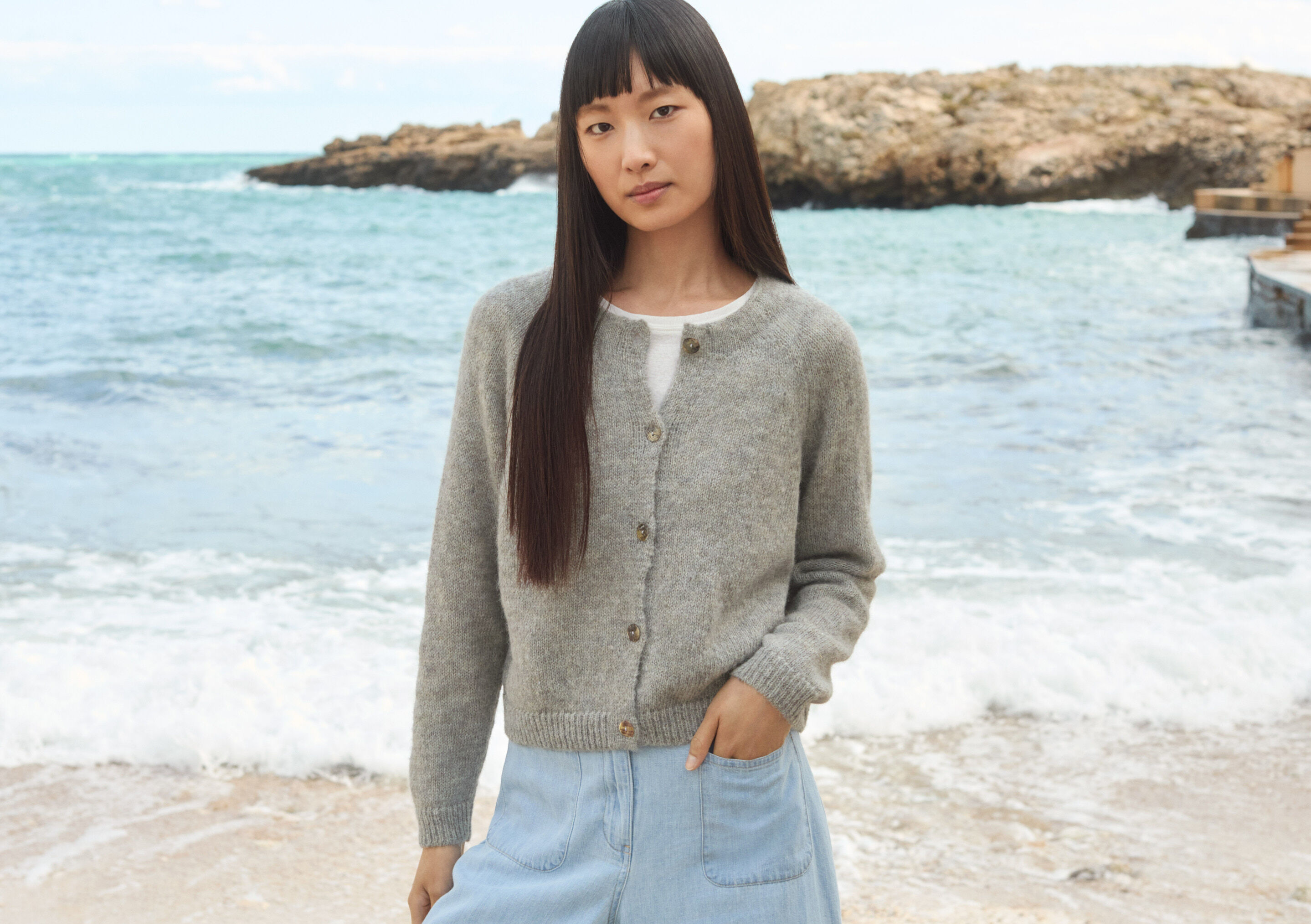 Cardigan mit Raglan&auml;rmeln