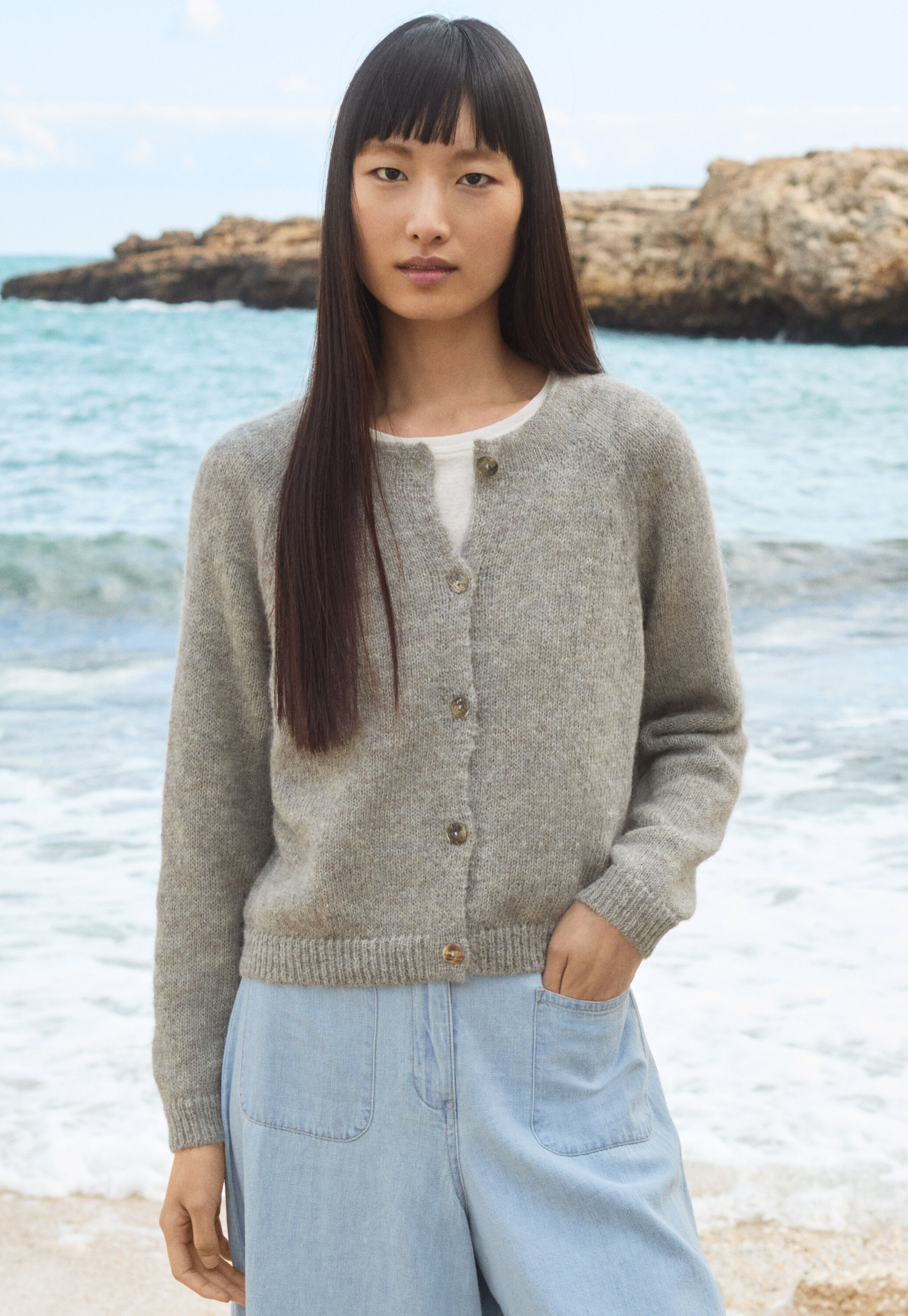 Cardigan mit Raglan&auml;rmeln