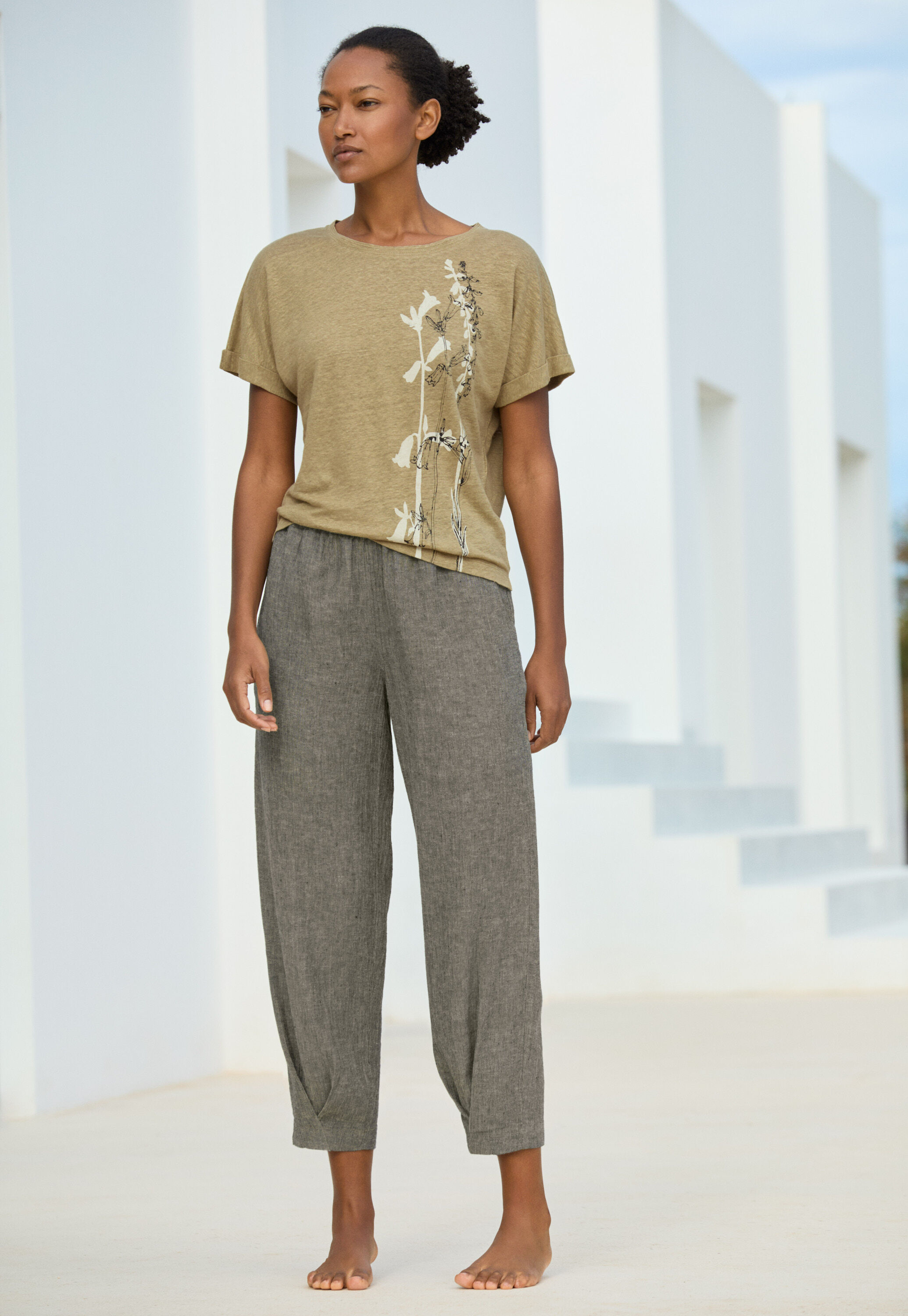 Schmal zulaufende Crinkle-Hose