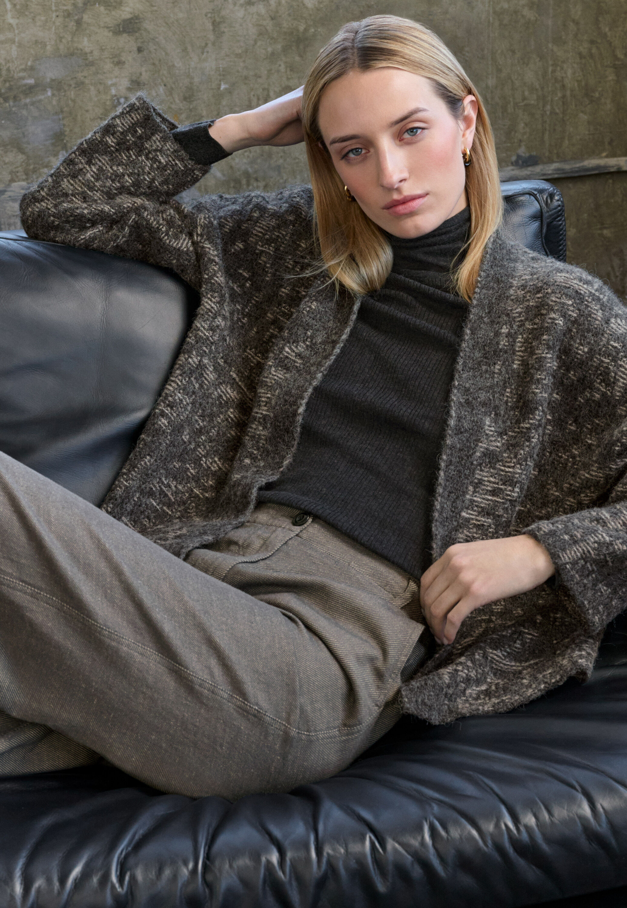 Kimono-Cardigan im Spitzenmuster