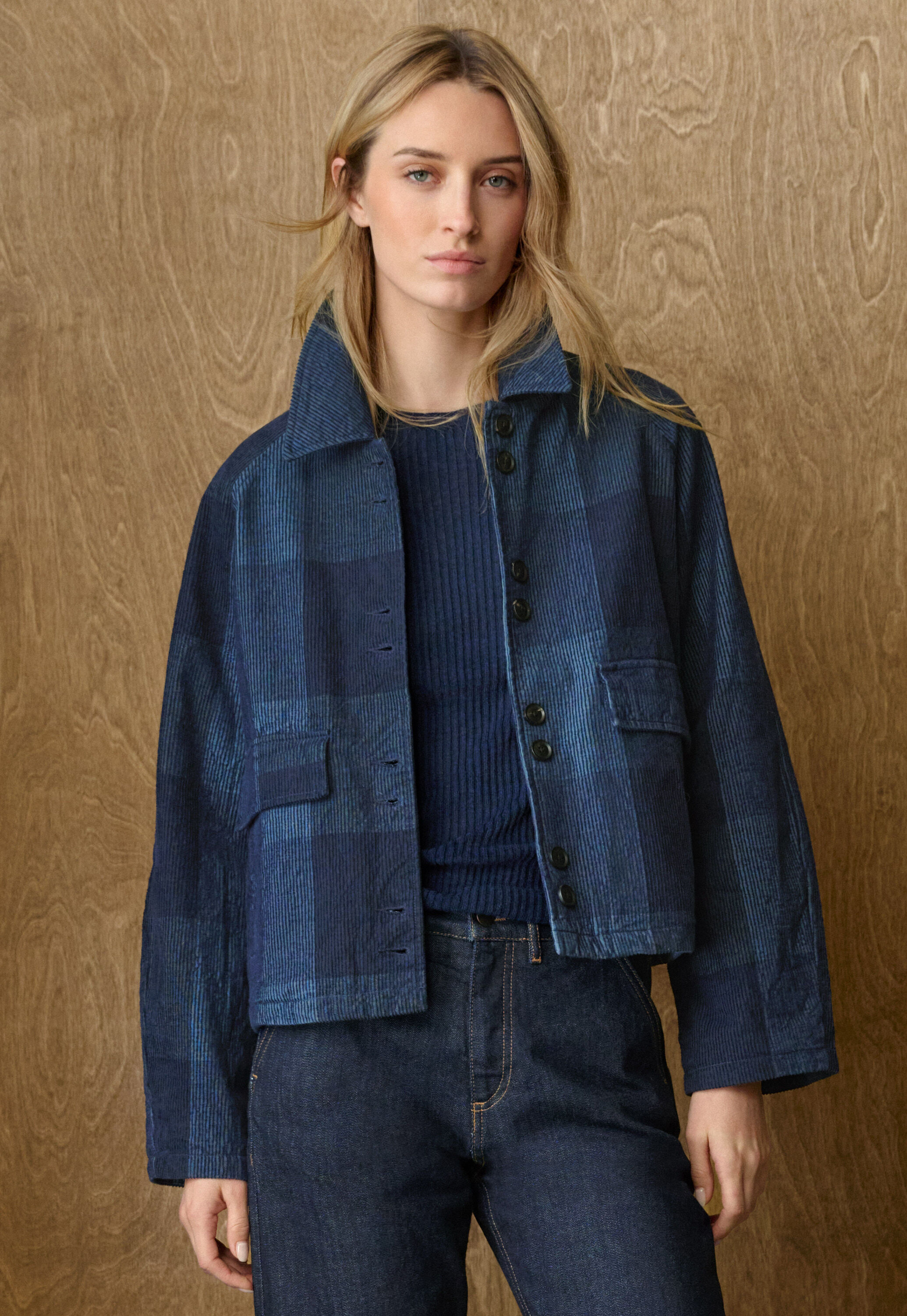 Karierte Cordjacke