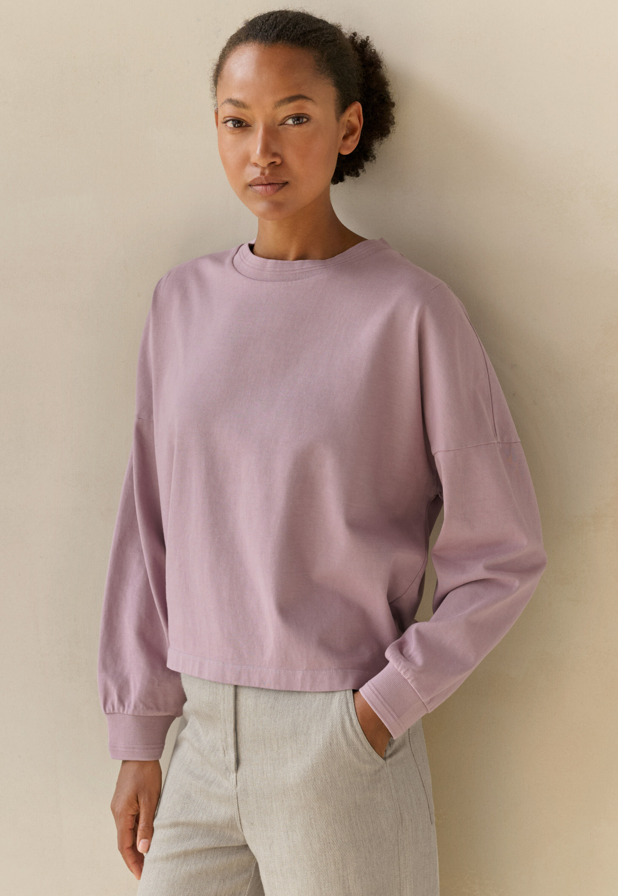 Sweatshirt aus pigmentgef&auml;rbtem Jersey