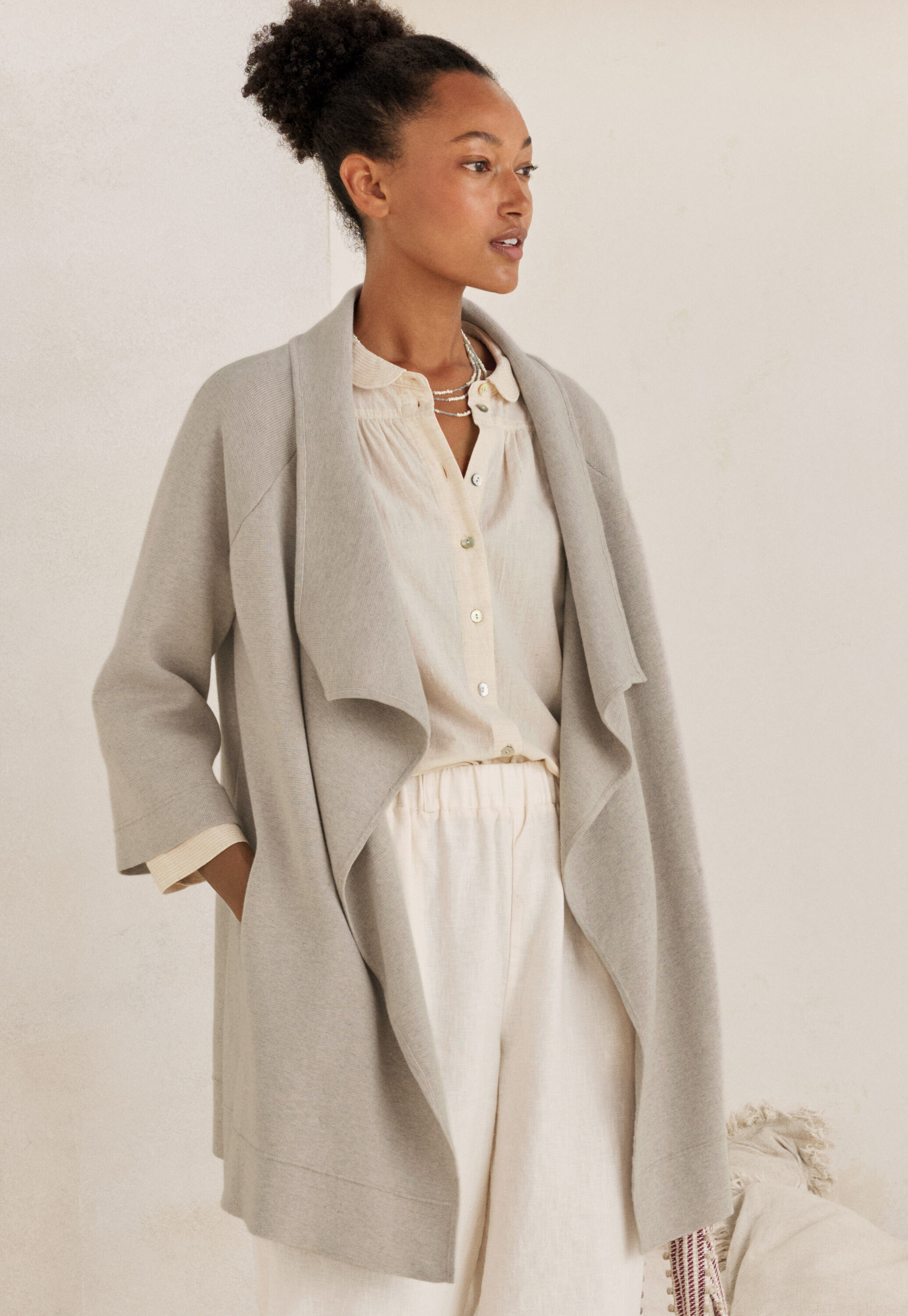 Jacke mit Wasserfallkante