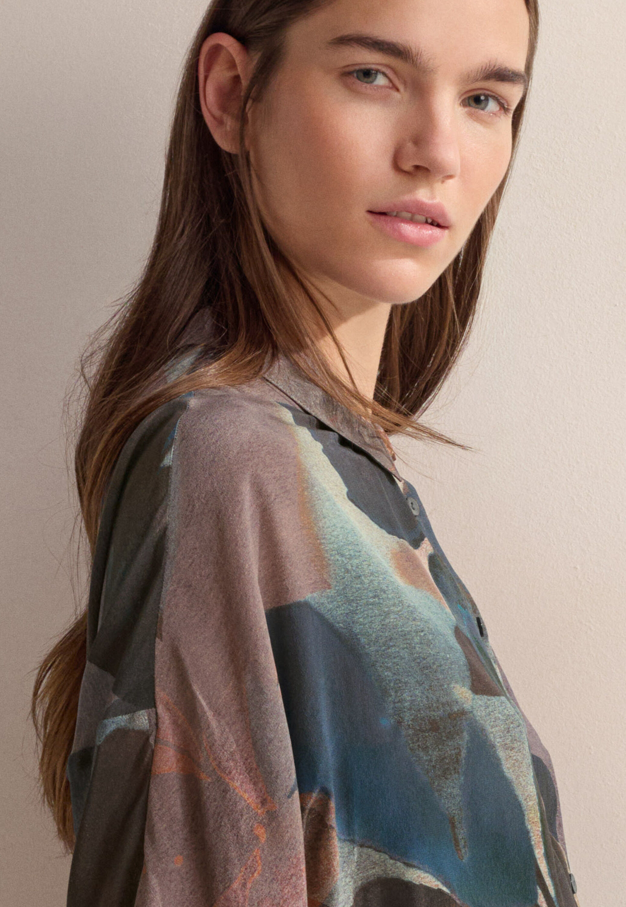 Print-Bluse mit angeschnittenen &Auml;rmeln