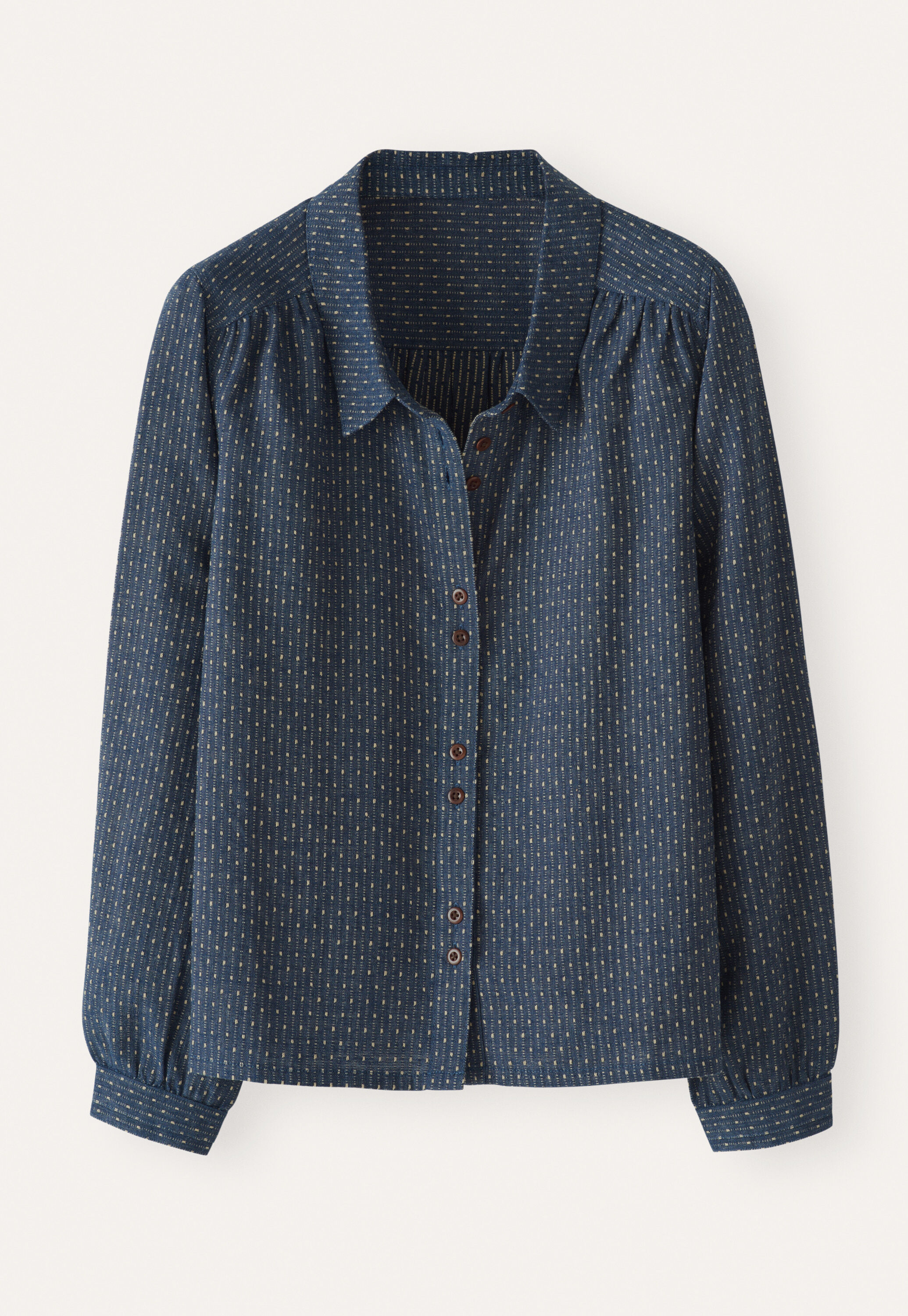 Bluse in Strichmuster-Webung