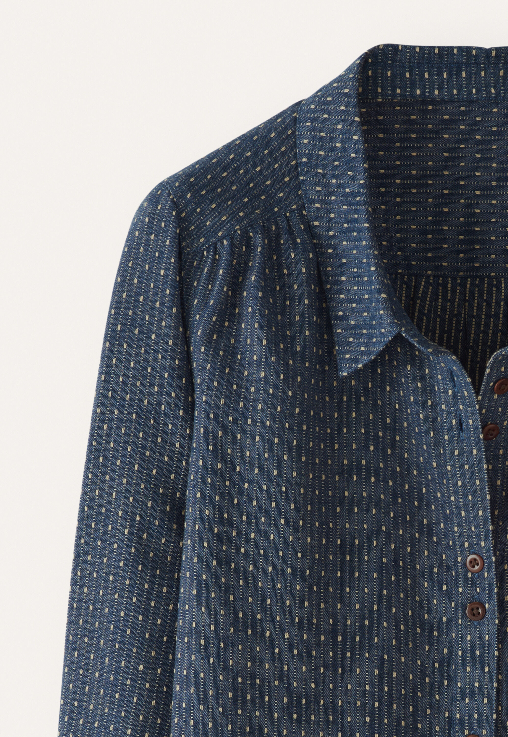 Bluse in Strichmuster-Webung
