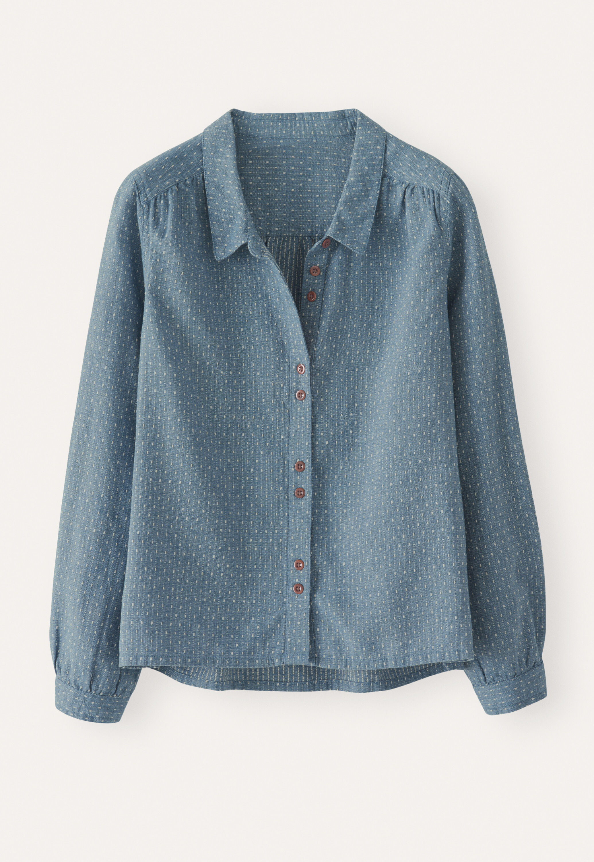 Bluse in Strichmuster-Webung