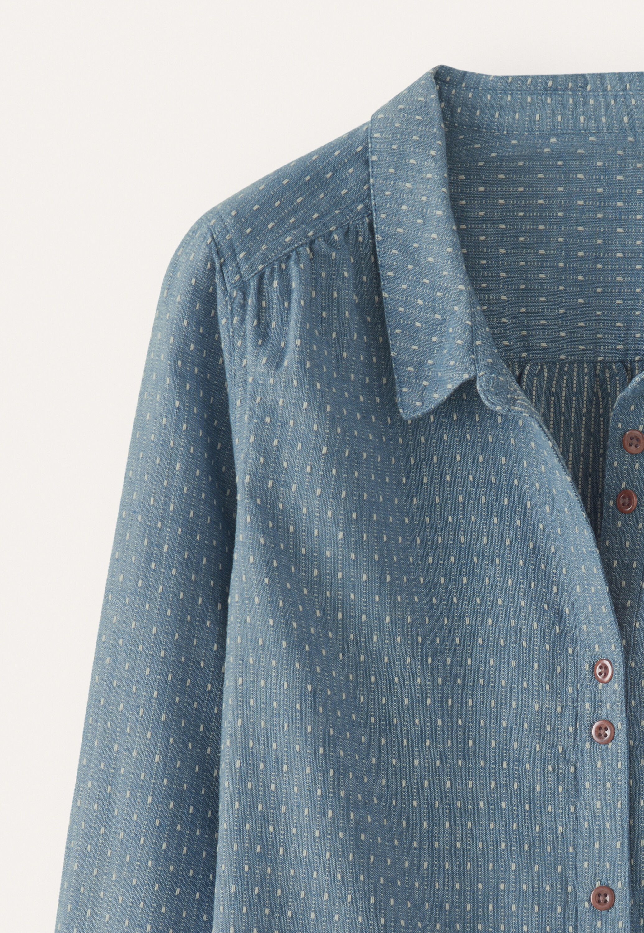 Bluse in Strichmuster-Webung