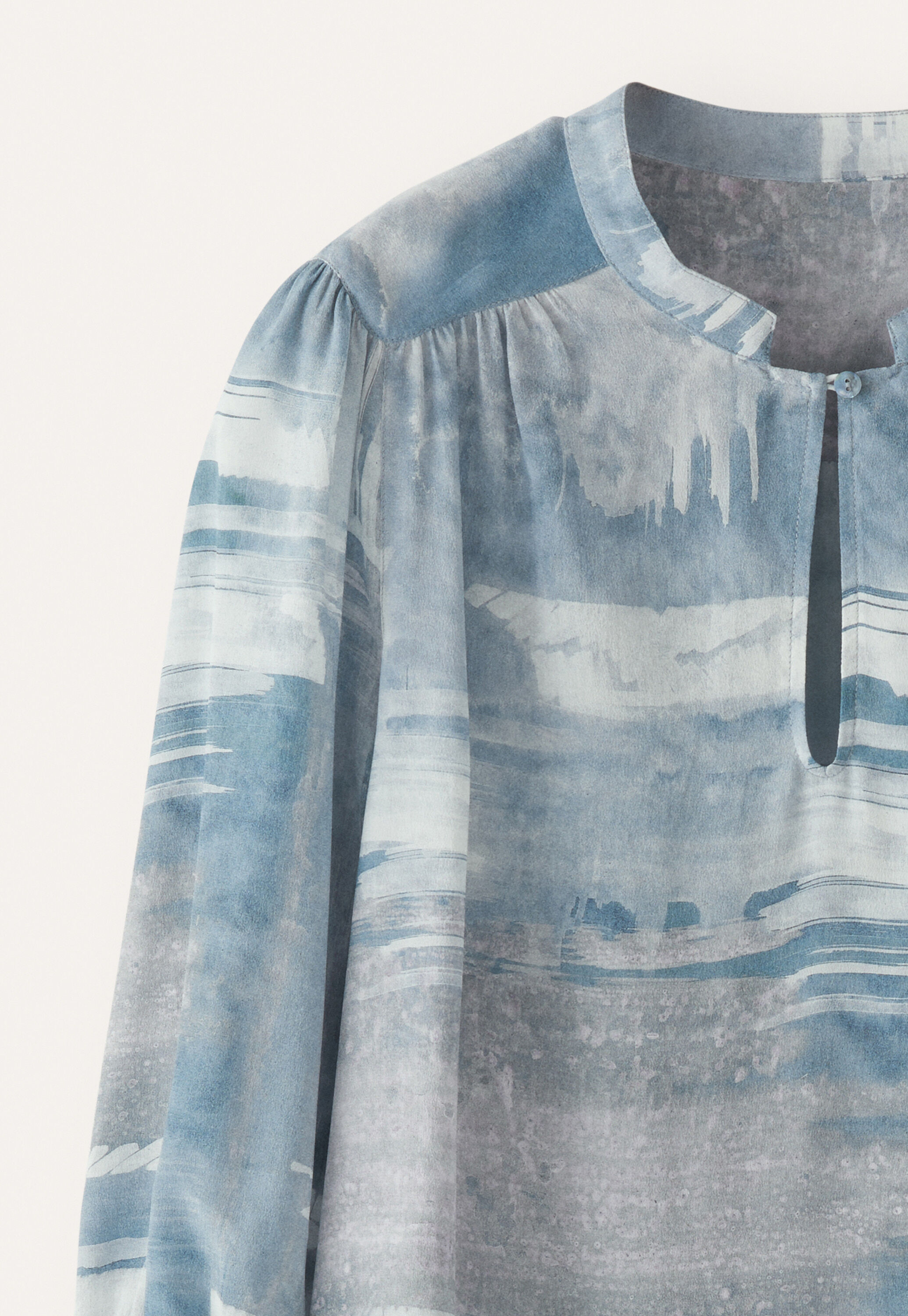 Bedruckte Bluse mit geraffter Passe