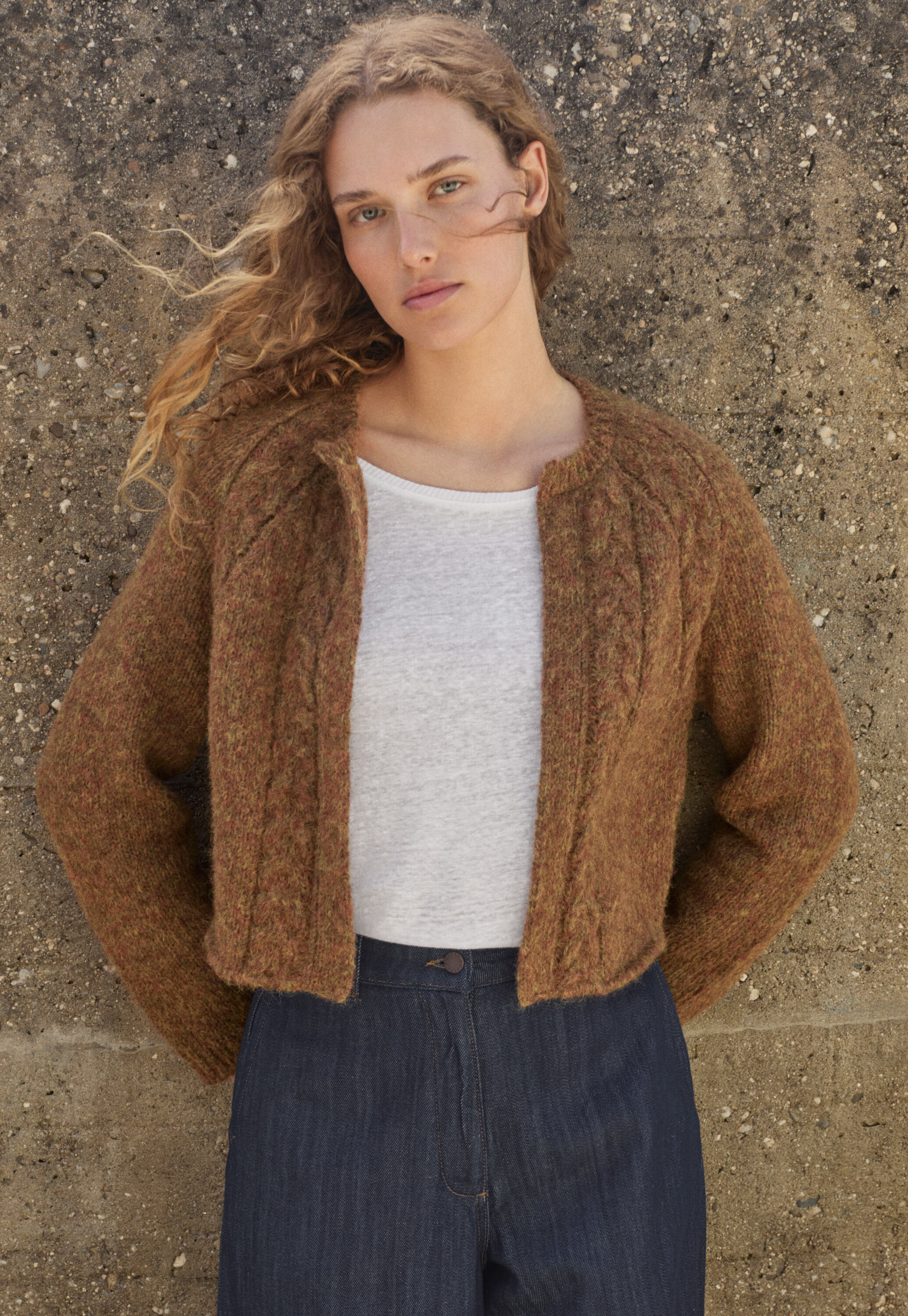 Cardigan mit Zopfmuster