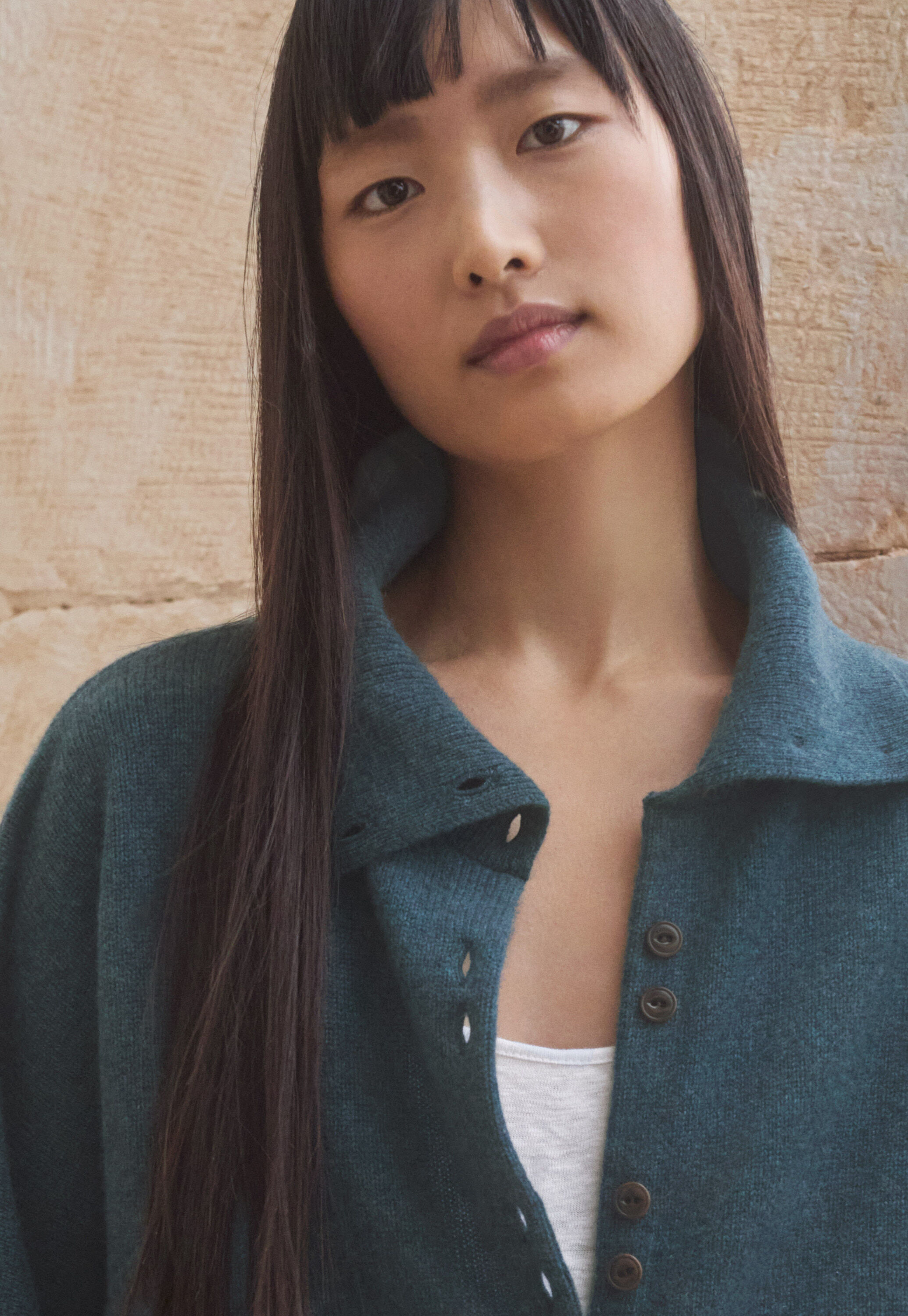 Cardigan mit Trichterkragen