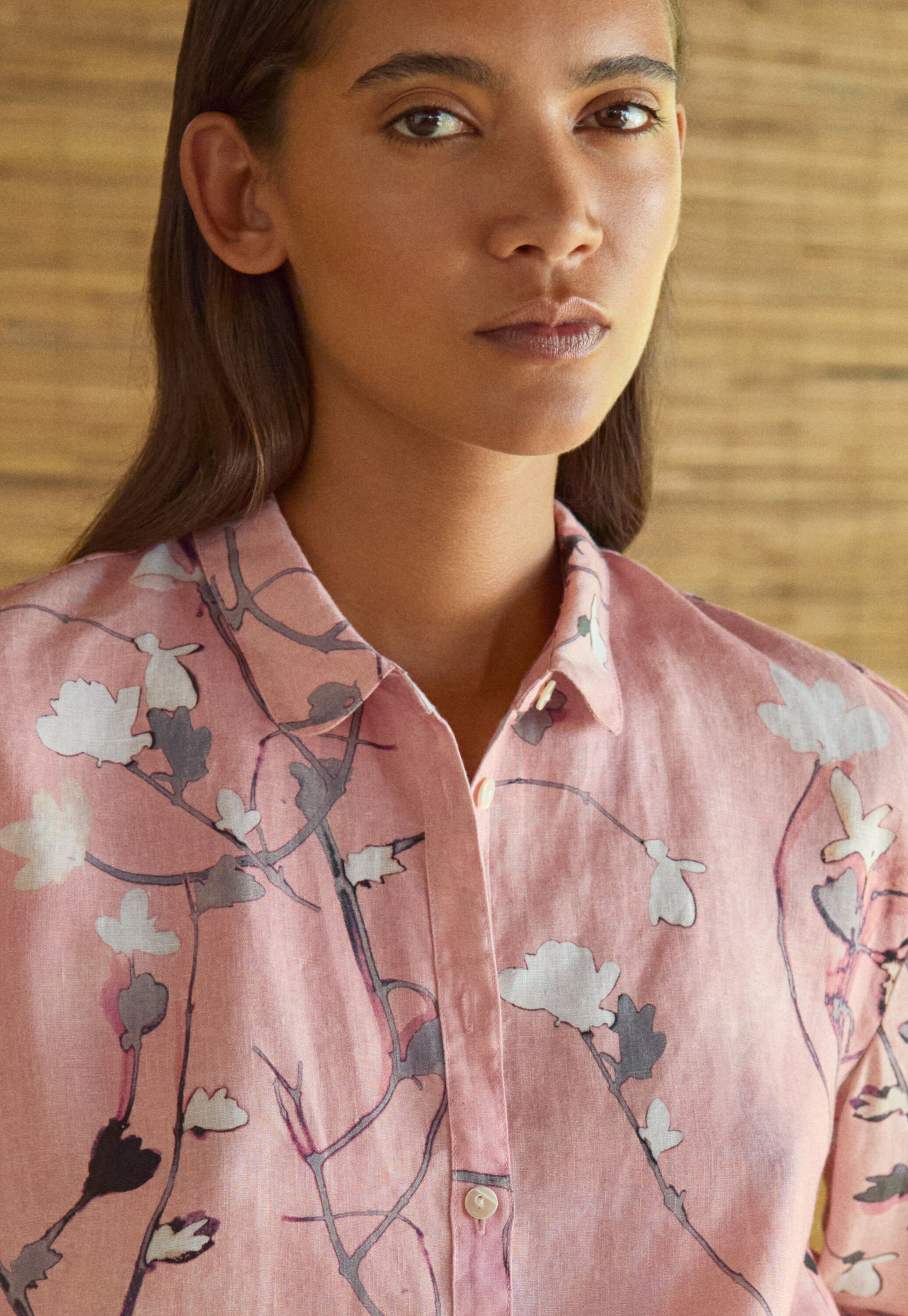 Print-Bluse mit Falten&auml;rmeln