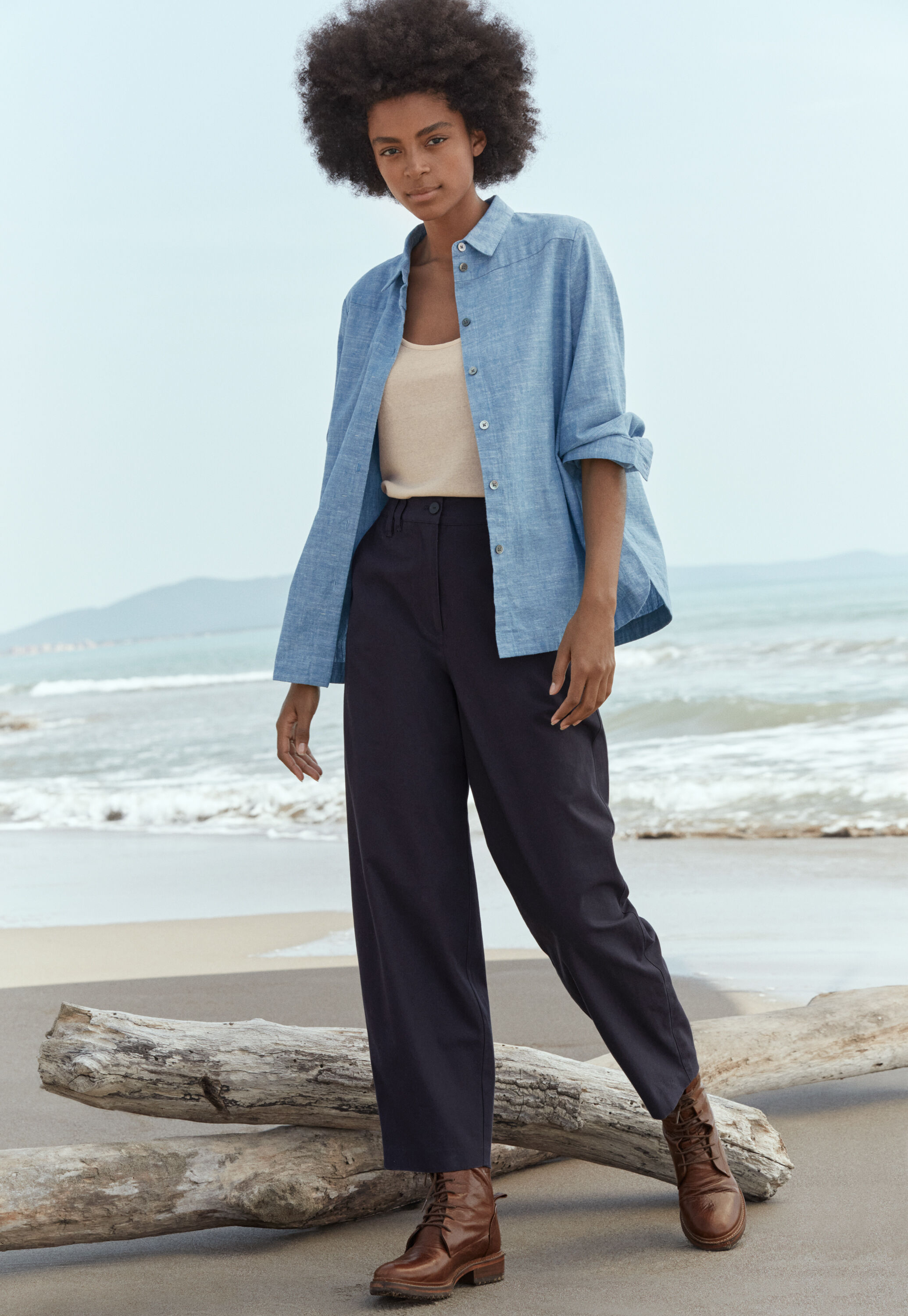 Overshirt mit geschwungenem Saum