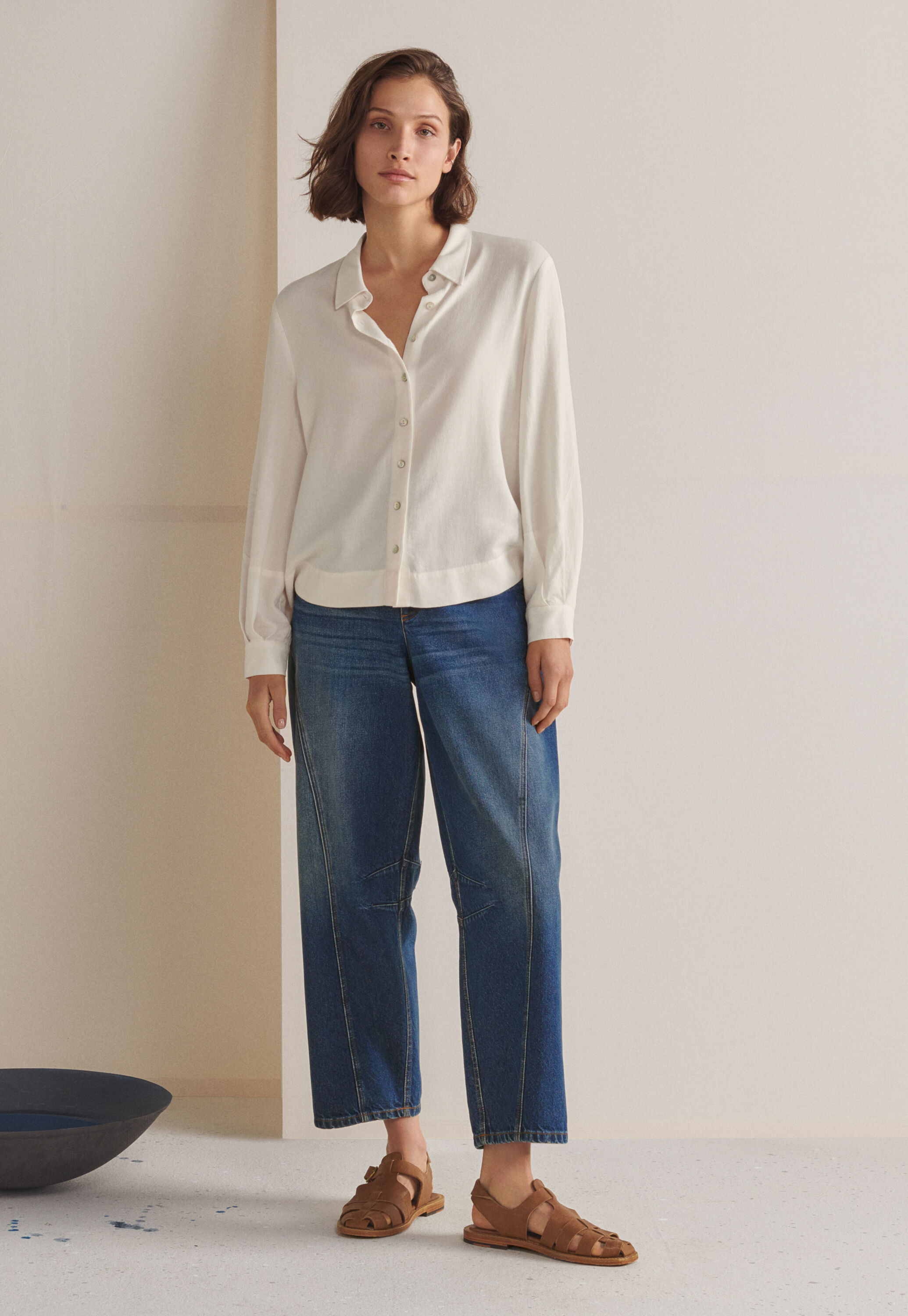 Denim-Jeans mit geschwungenen N&auml;hten