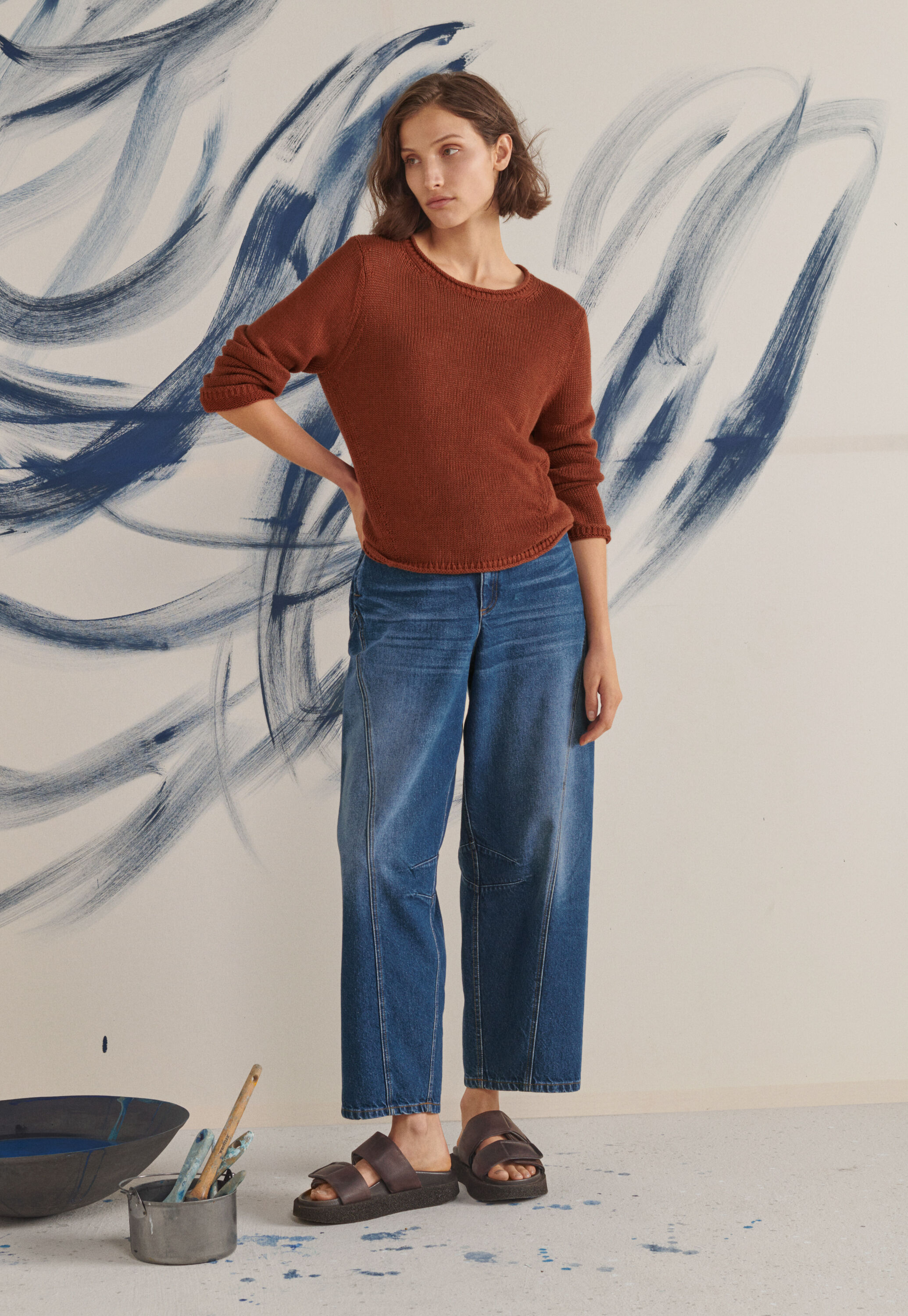 Denim-Jeans mit geschwungenen N&auml;hten