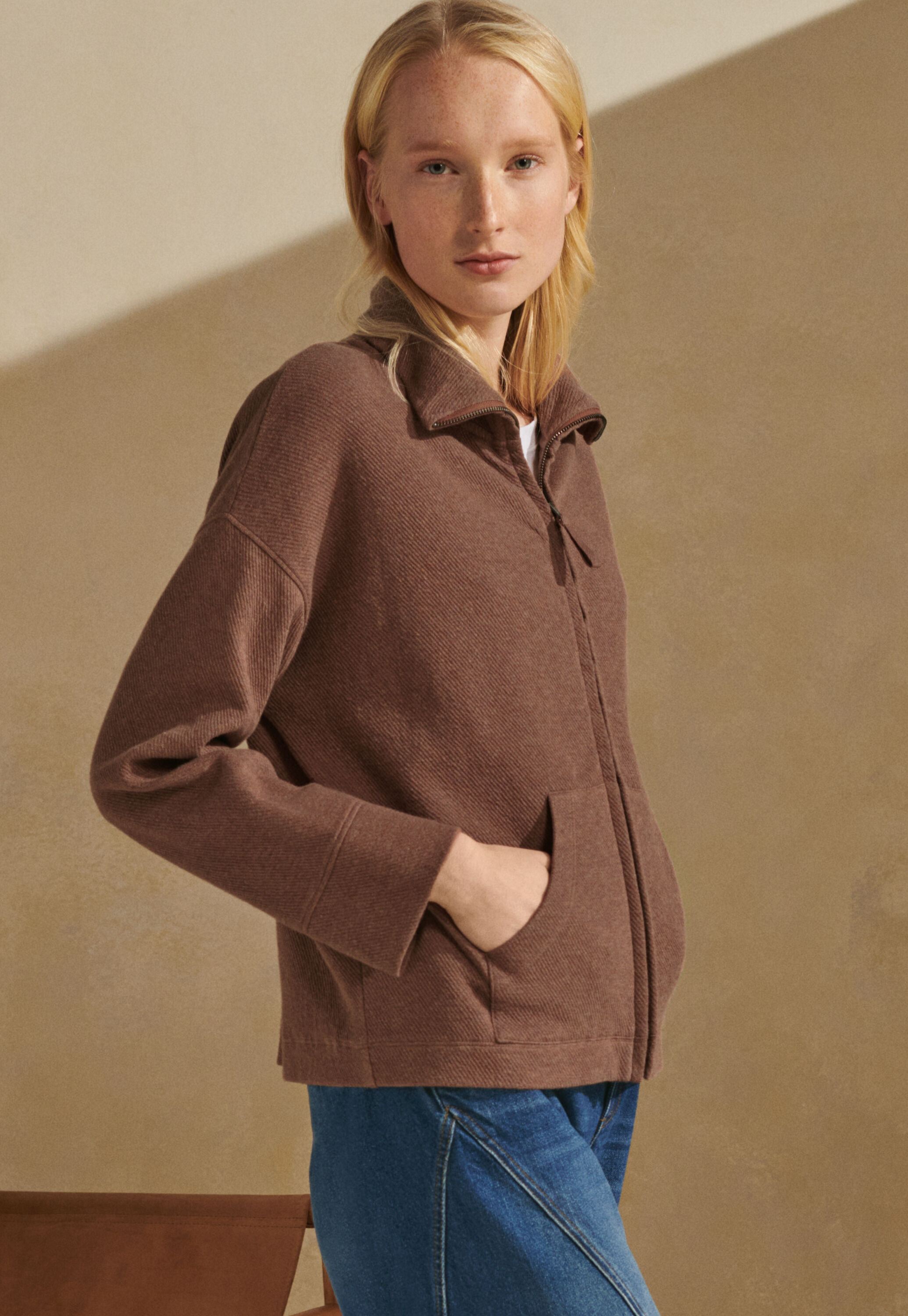 Jersey-Jacke mit Frontrei&szlig;verschluss