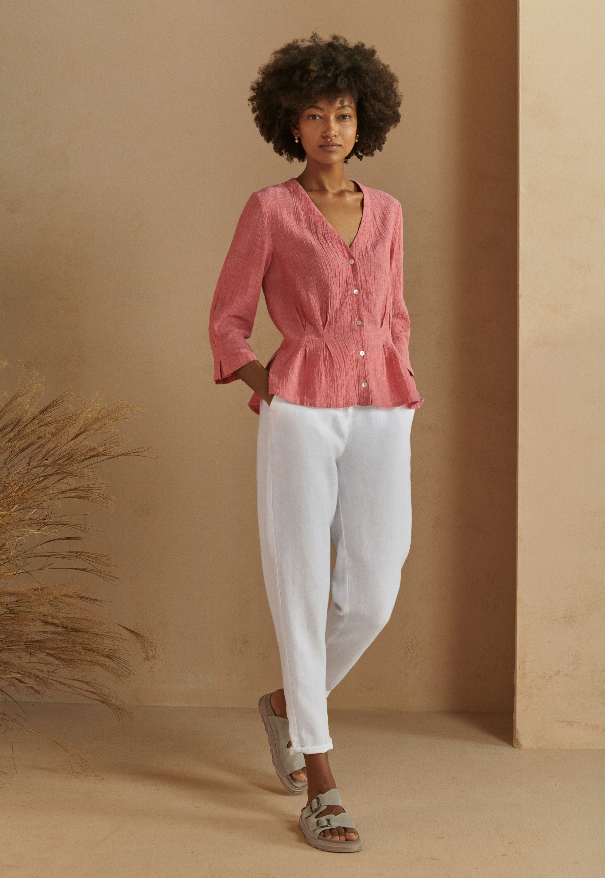 Bluse mit plissierter Taille