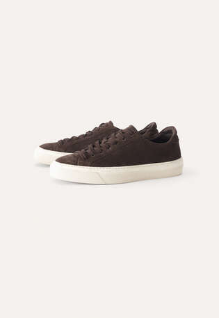 Schn&uuml;r-Sneaker, Braun, webstill