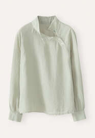 Bluse mit Trichterkragen, Blasses Mint, webstill