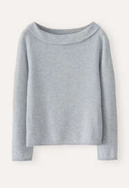 Pullover mit U-Boot-Kragen, Eisblau, webstill