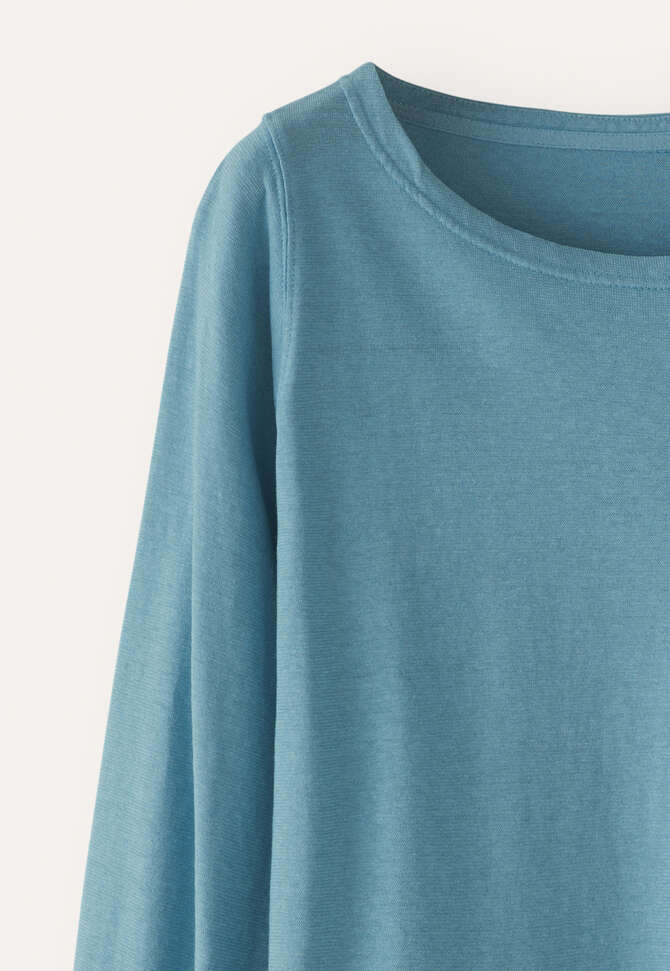 Jersey-Oberteil mit gefaltetem &Auml;rmelabschluss, Aquamarin, completeTheLook