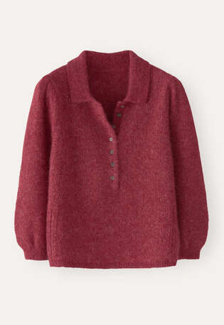 Pullover mit Kragen, Maronenrosa, webstill