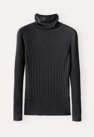 Gerippter Pullover, Schwarz meliert, webstill