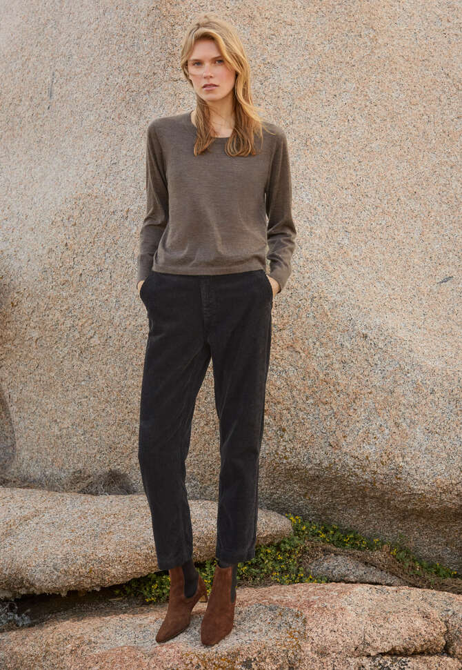 Rundhalspullover, Nussbraun, completeTheLook