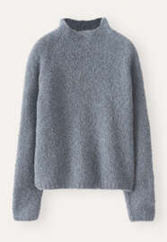 Pullover mit Trichterkragen, Frostiges Petrol, webstill