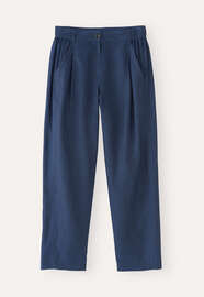 K&uuml;rzere, schmal zulaufende Hose, Mitternachtsblau, webstill