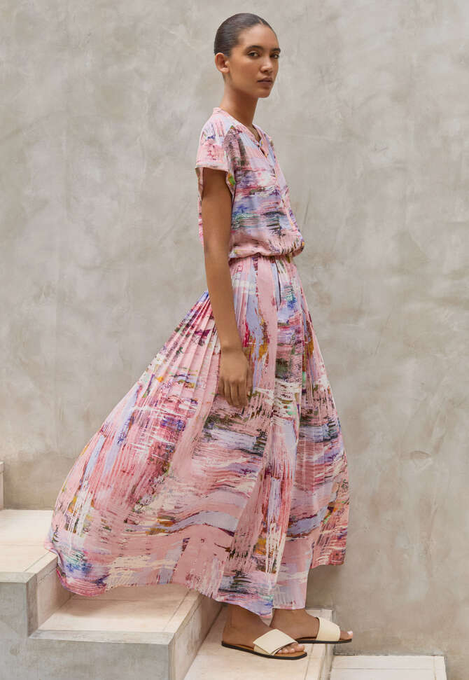 Bedruckter Plisseerock, Rosa/Lavendel, completeTheLook