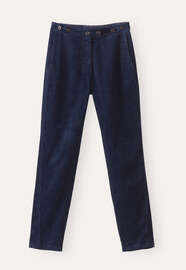 Hose mit schmal zulaufendem Bein, Tintenblau, webstill