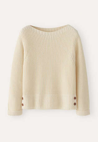 Pullover mit U-Boot-Ausschnitt, Creme, webstill