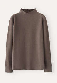 Trichterkragen-Pullover, Nussbraun, webstill